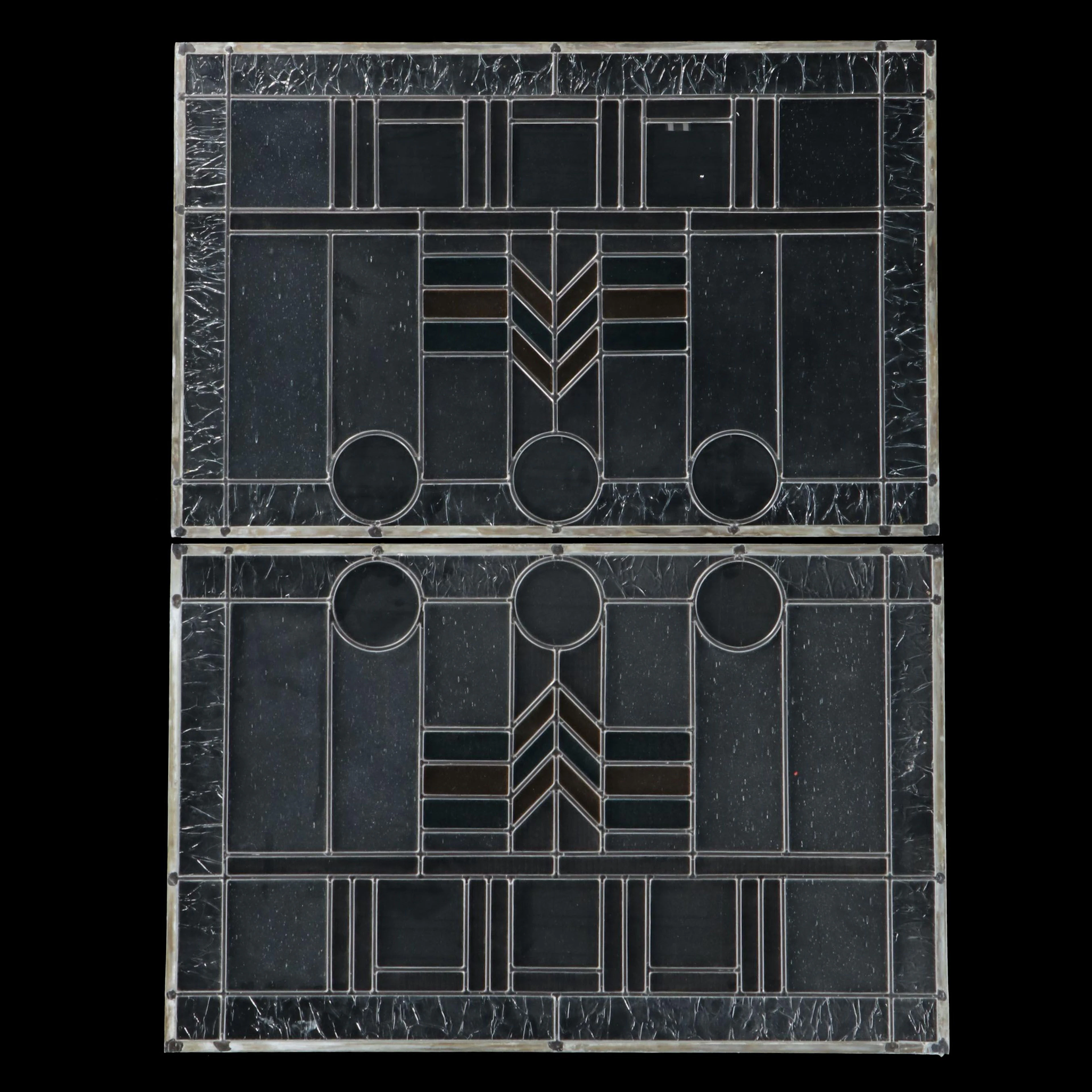 Pair of Prairie Style Stained Glass Panels