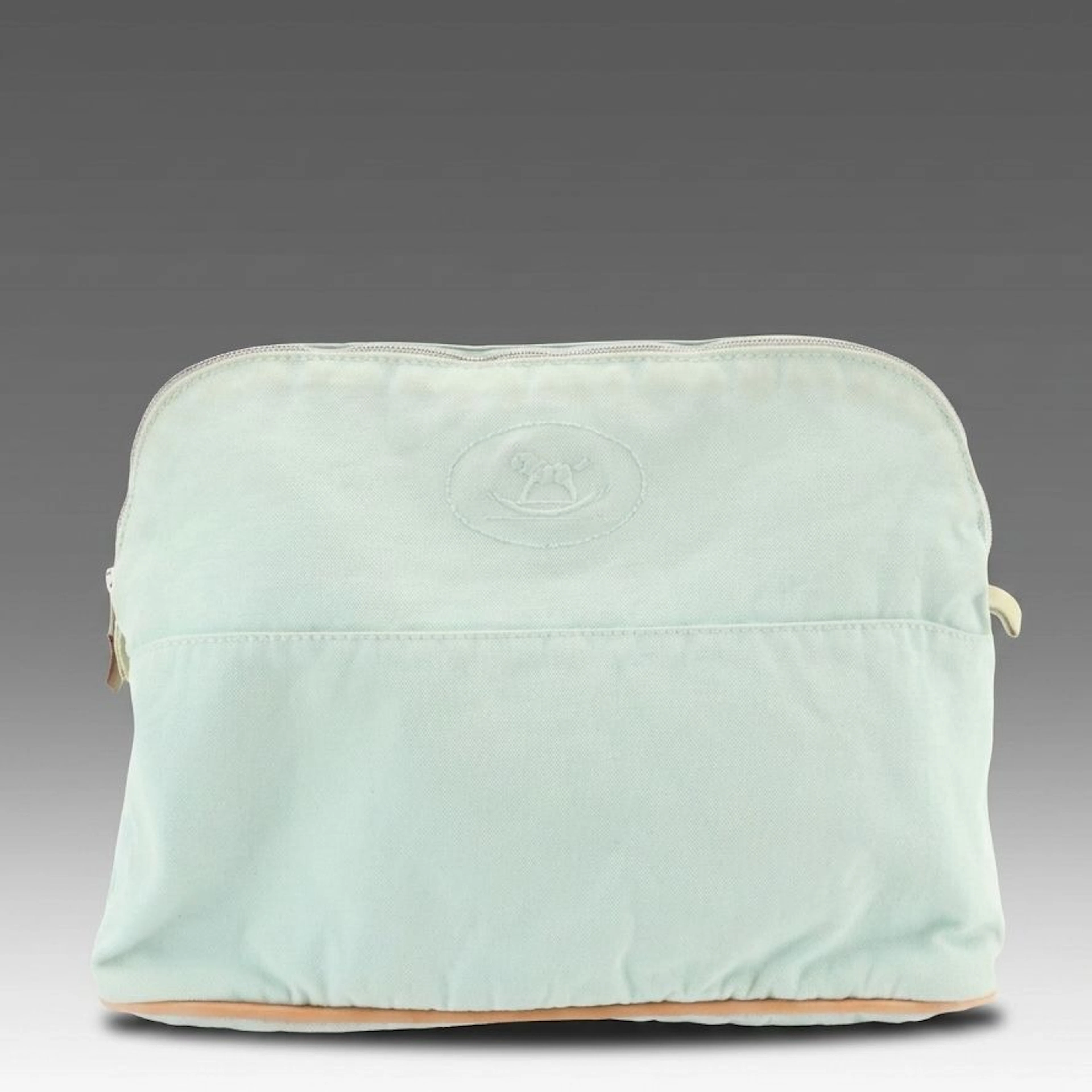 Hermès Rocking Horse Logo Bolide GM Zip Pouch in Pastel Canvas