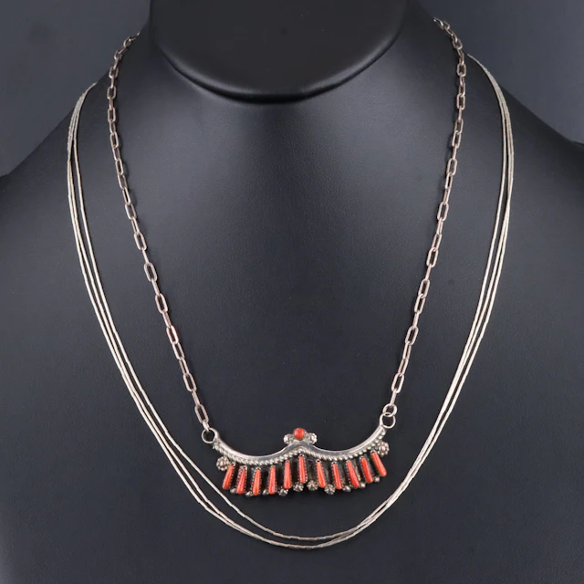 Southwestern Liquid Silver & C. Hattie Coral Necklaces