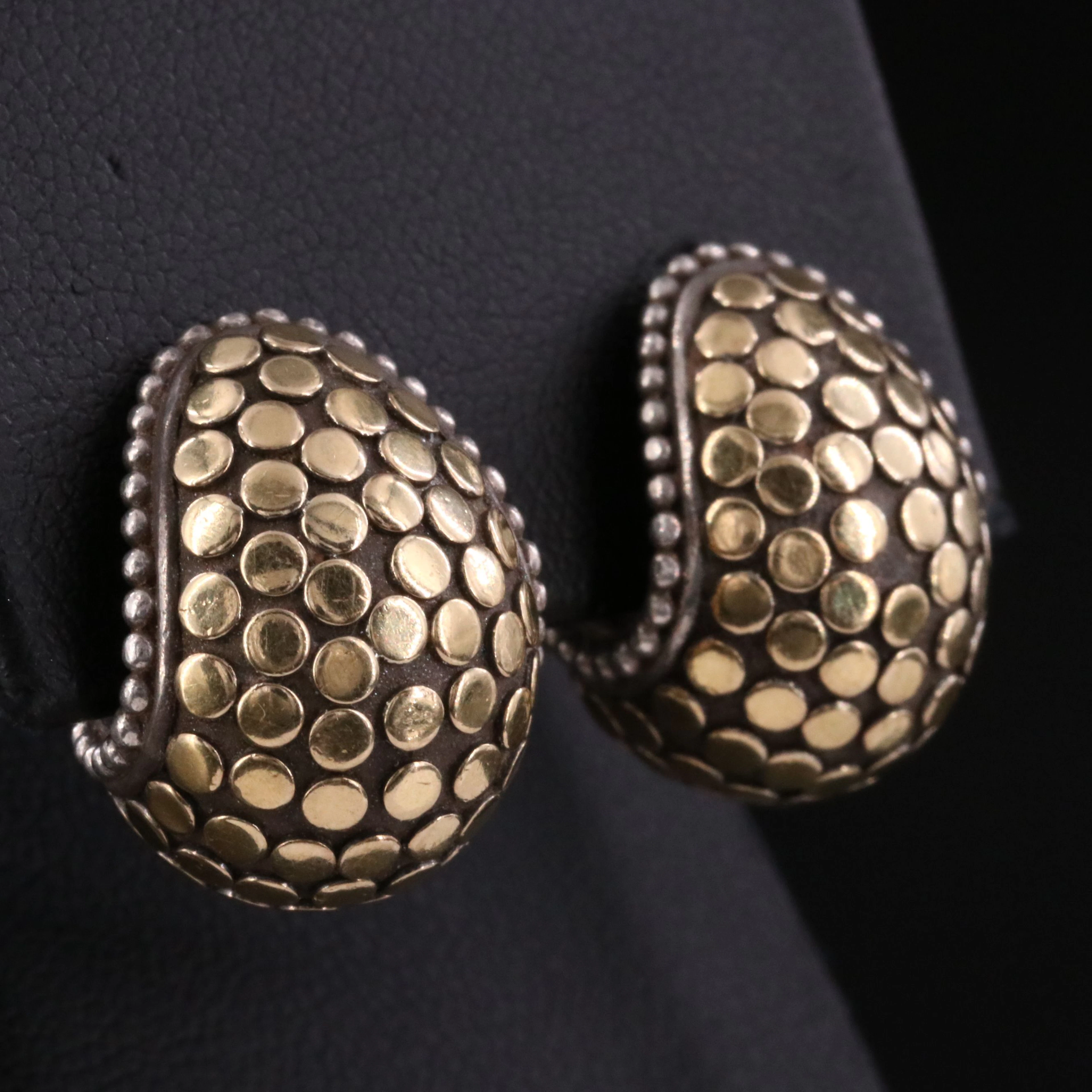 John Hardy Dot Sterling and 18K Buddha Belly Hoop Earrings