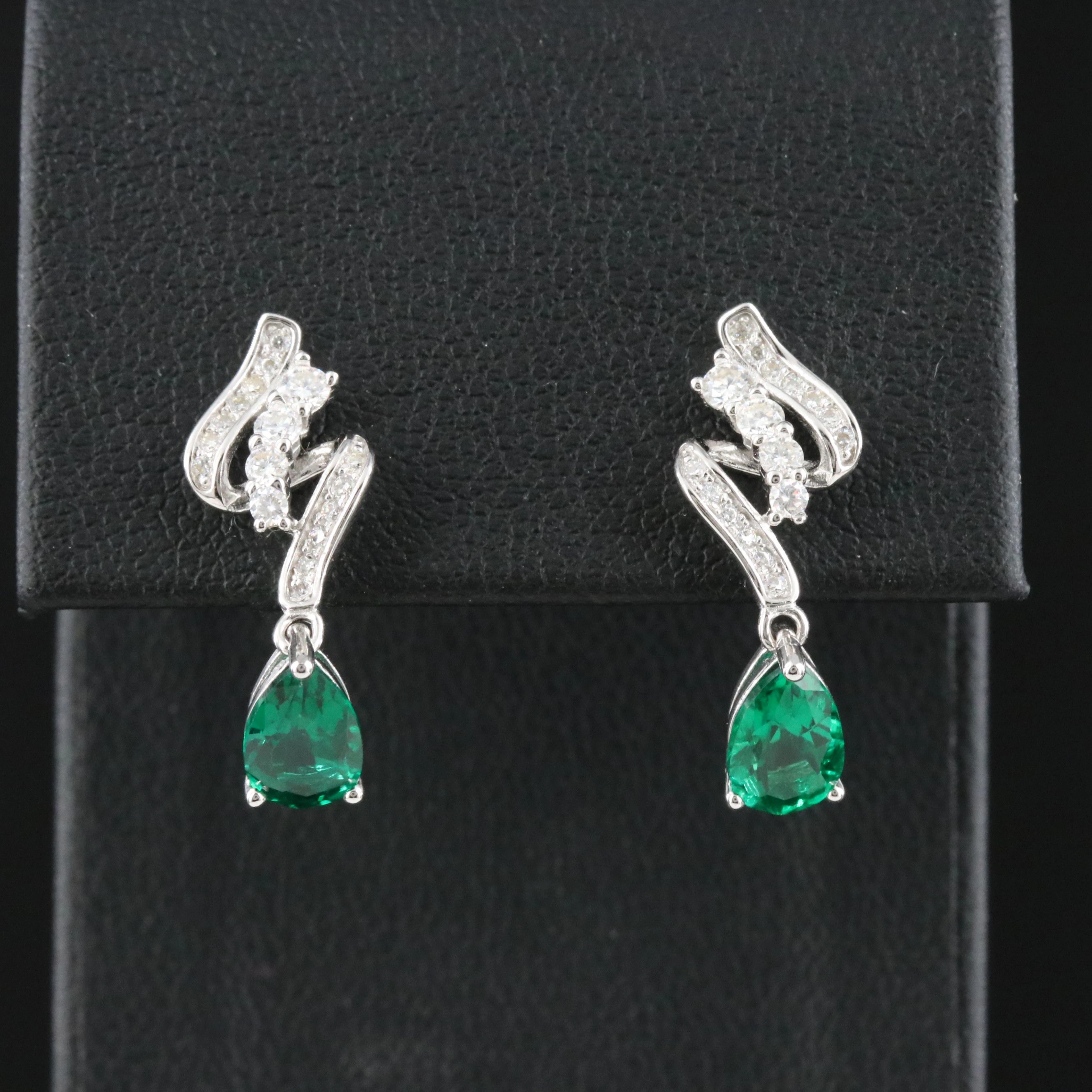 Sterling Emerald and Moissanite Earrings