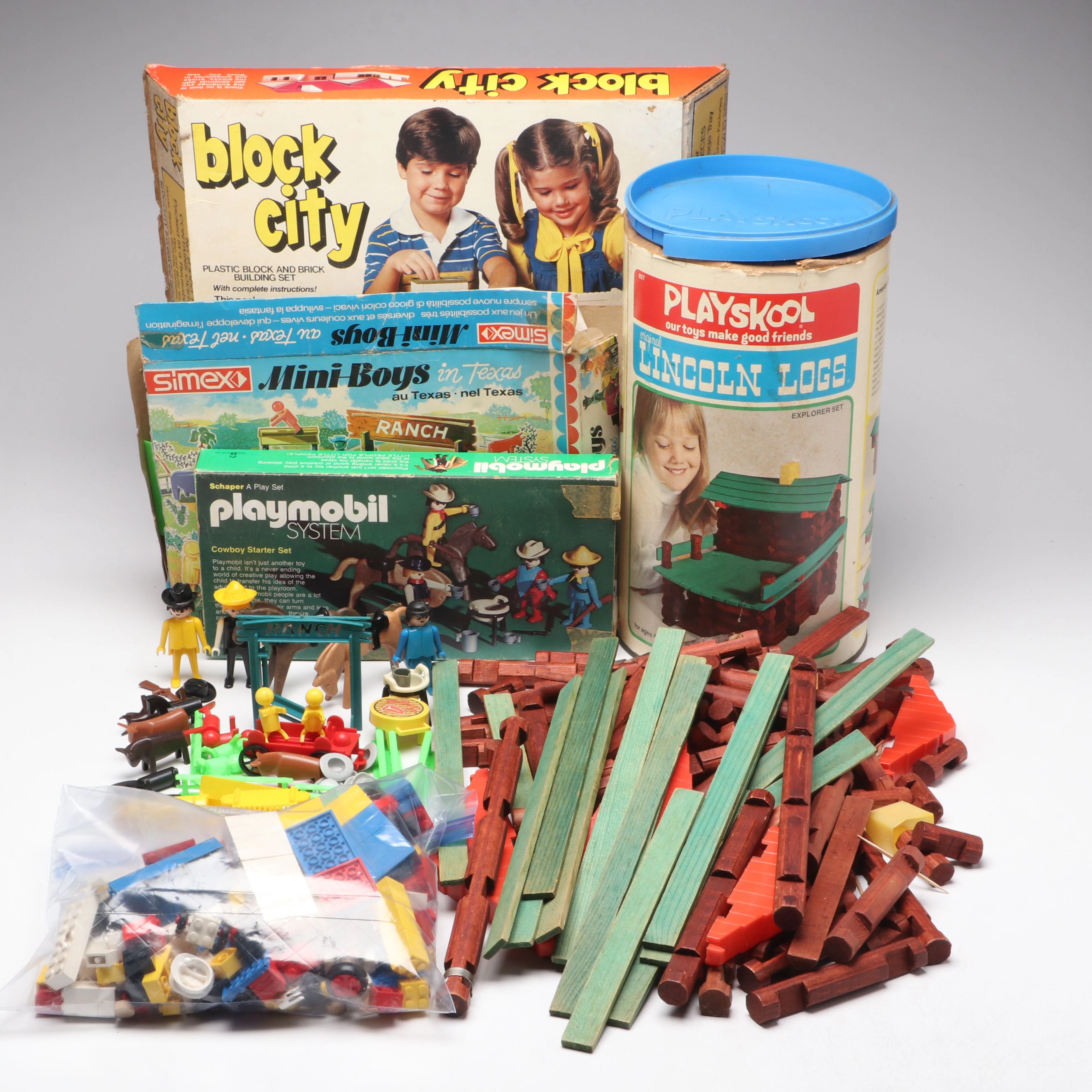 Playskool "Lincoln Logs," Playmobil Cowboy Set, and More Building Toys
