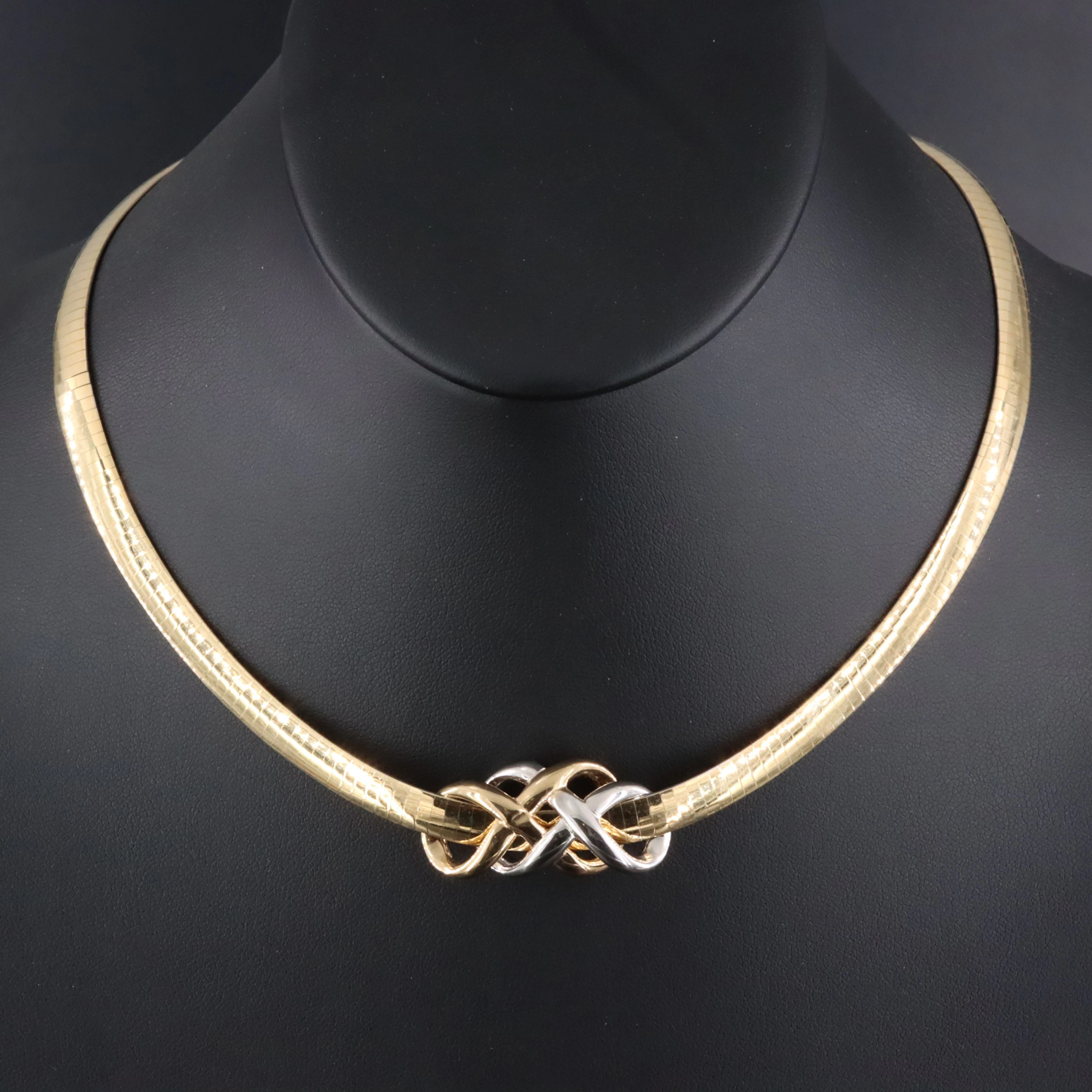 Italian 14K Two-Tone Reversible Omega Chain Necklace with Slide Pendant