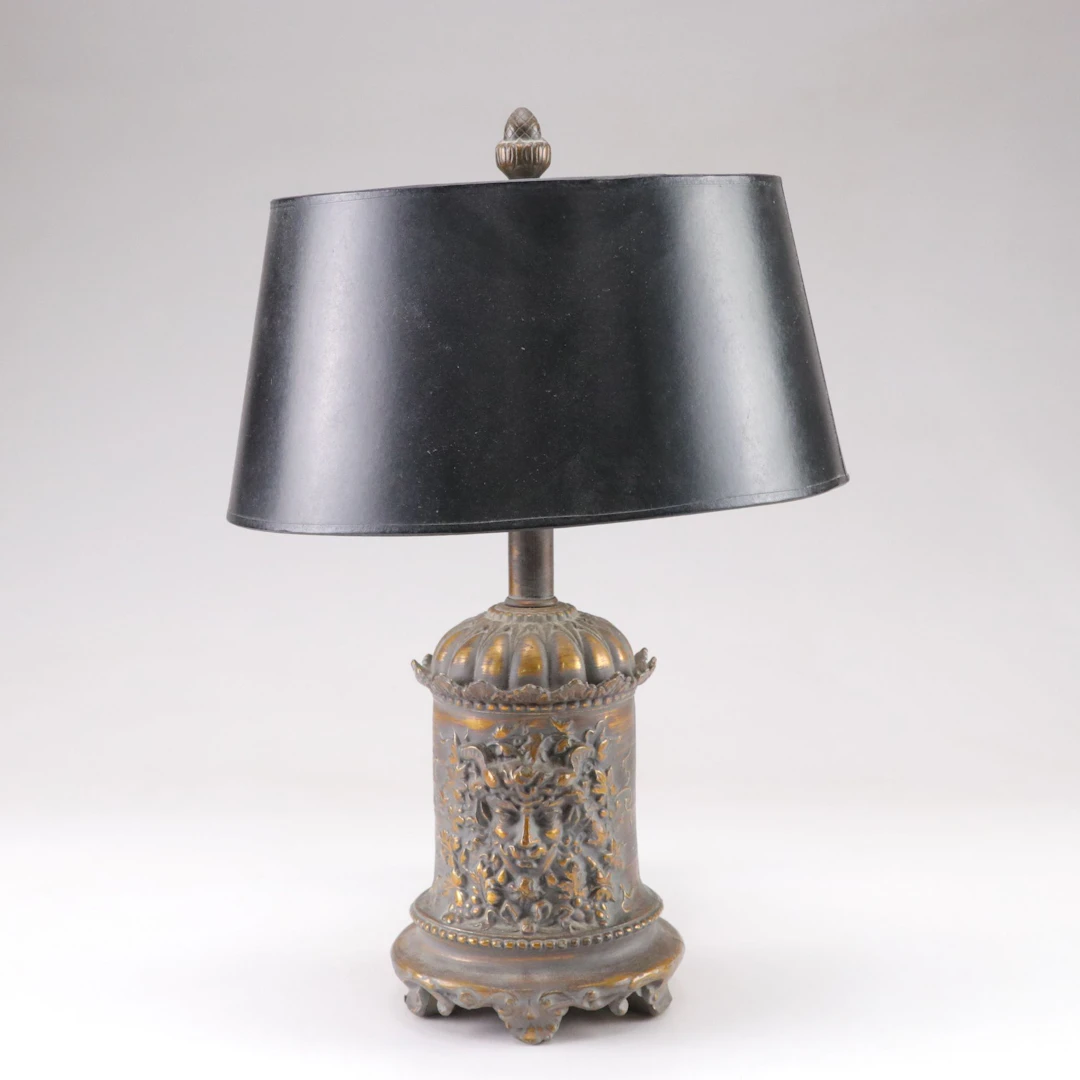Neoclassical Style Green Man Low Relief Accent Lamp