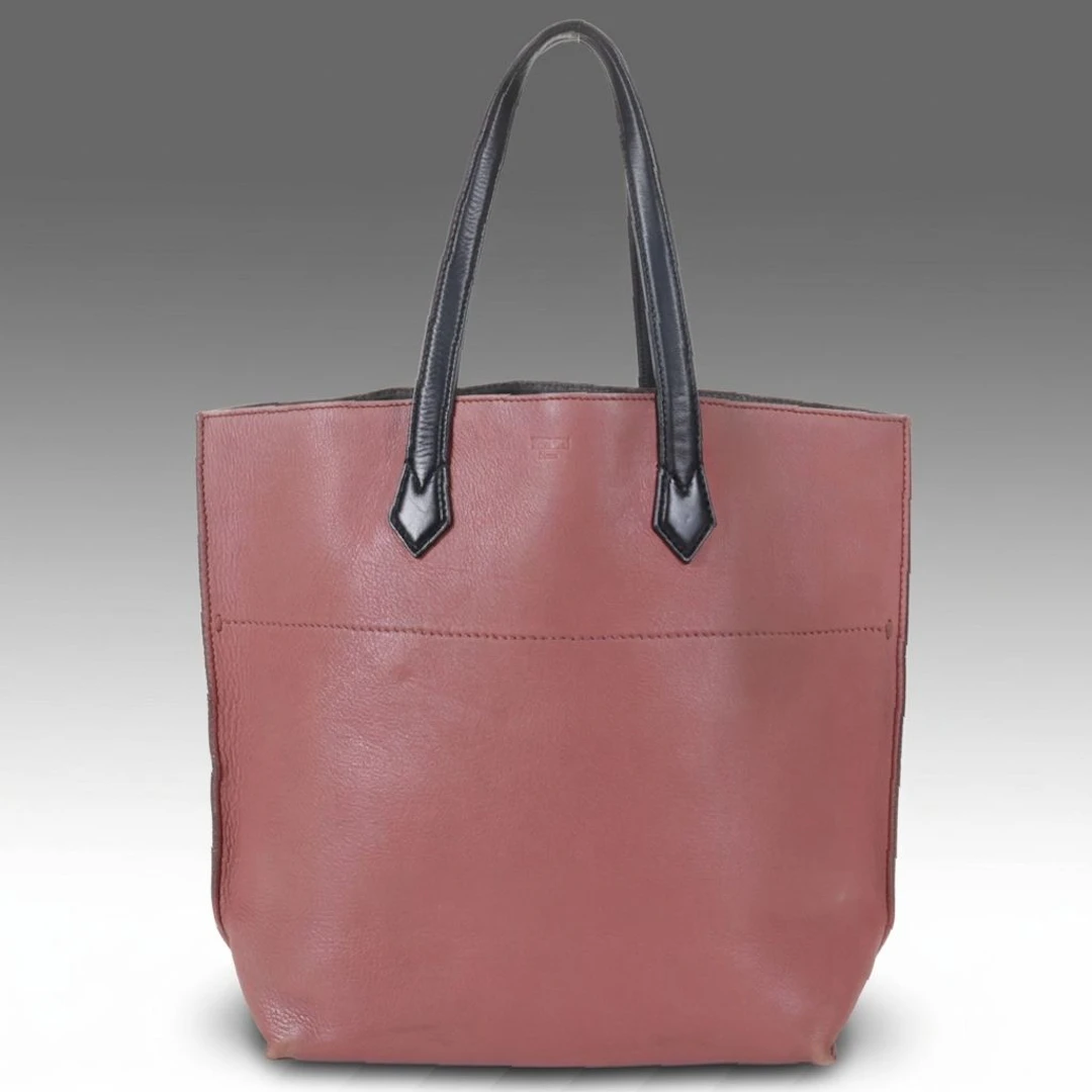 Fendi All In Tote Bag in Pink Grained Leather with Black Leather Trim