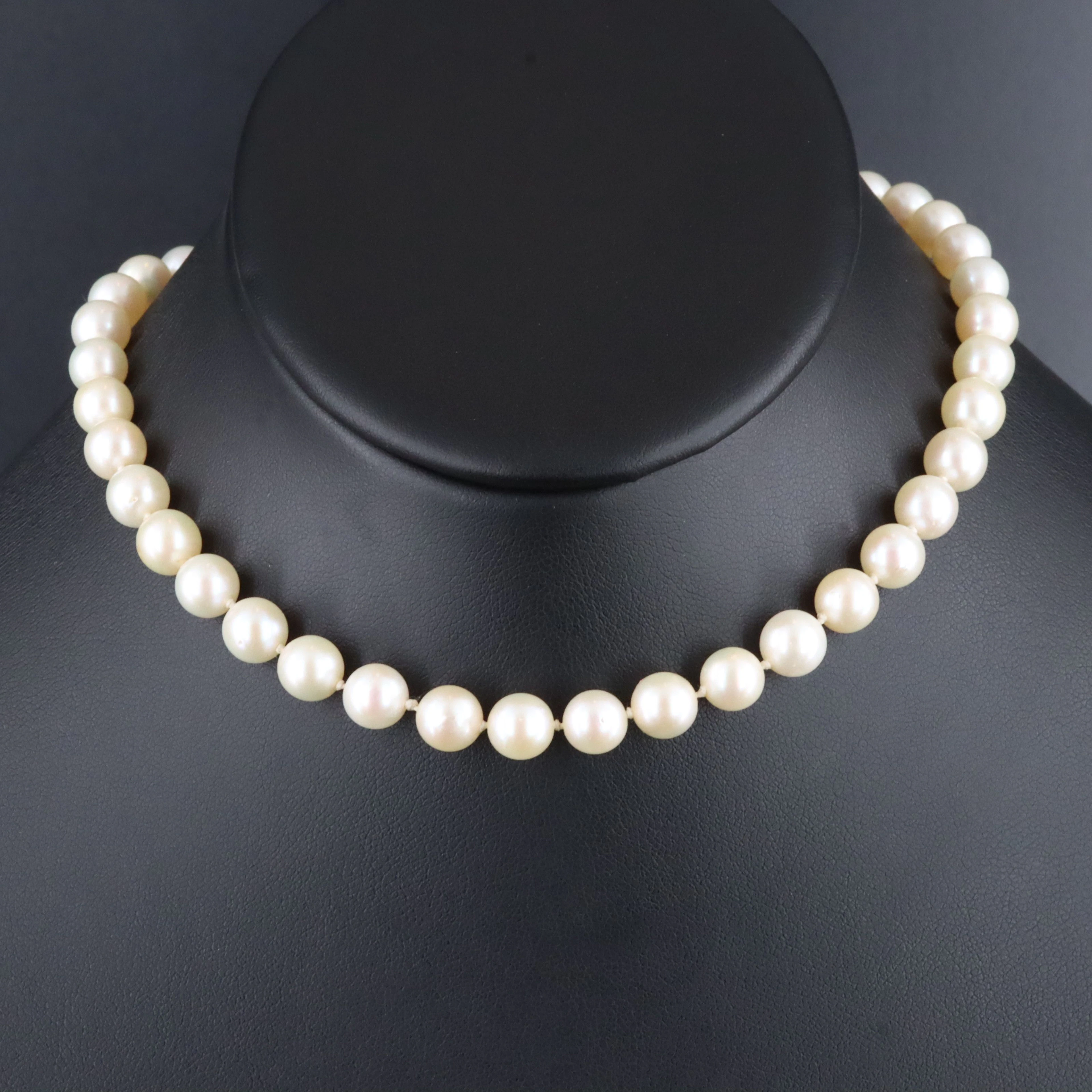 10K Pearl Choker with Diamond Accents