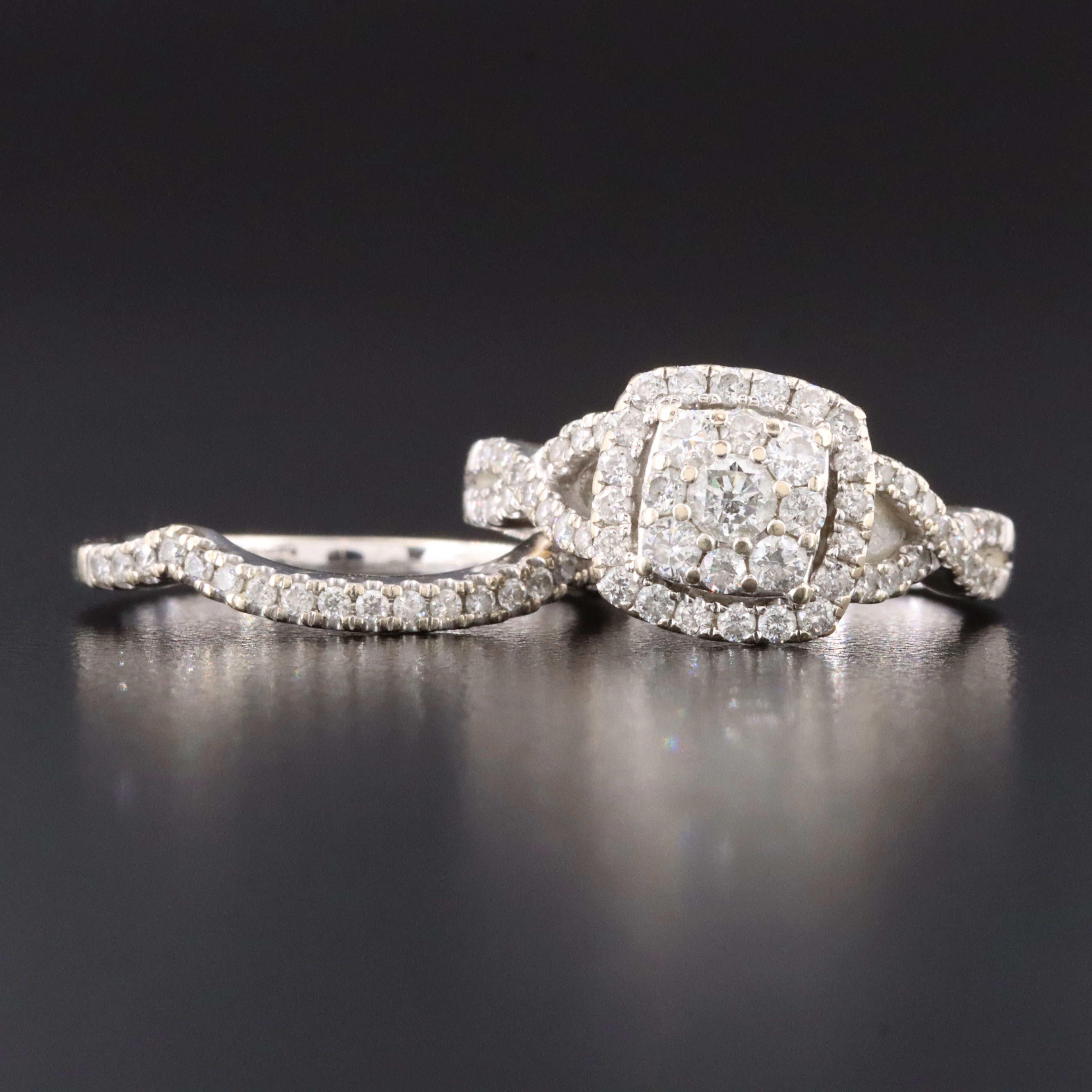 14K 1.04 CTW Diamond Ring and Band