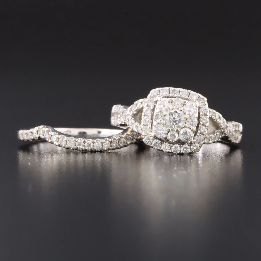 14K 1.04 CTW Diamond Ring and Band