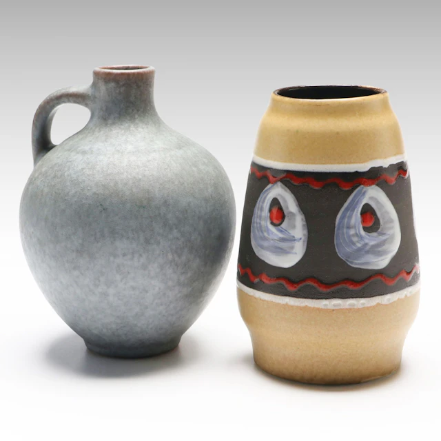 West German Mid Century Modern Style Vase and Other Jug, Mid to Late 20th C.