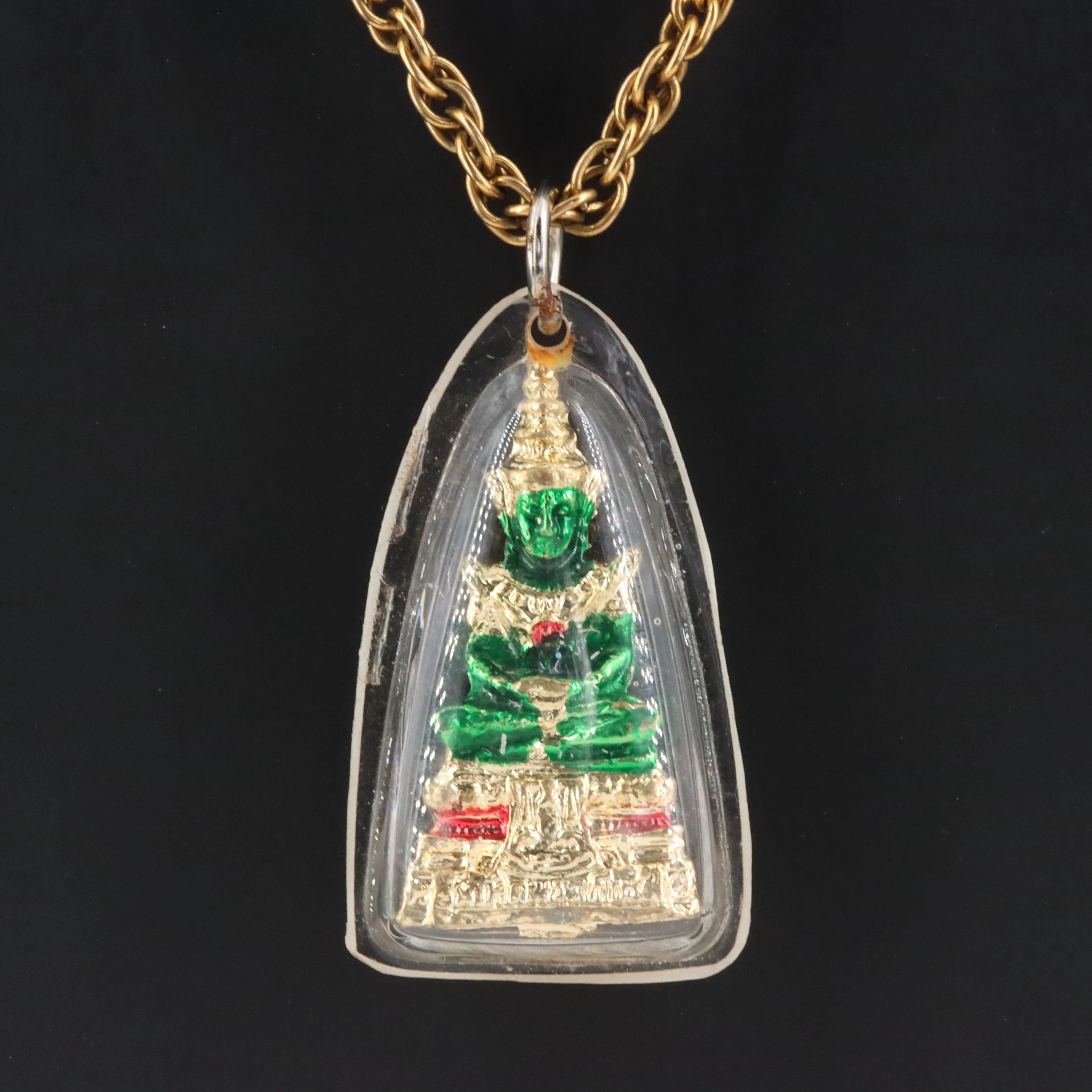 Gold-Filled Enamel Buddha Pendant Necklace