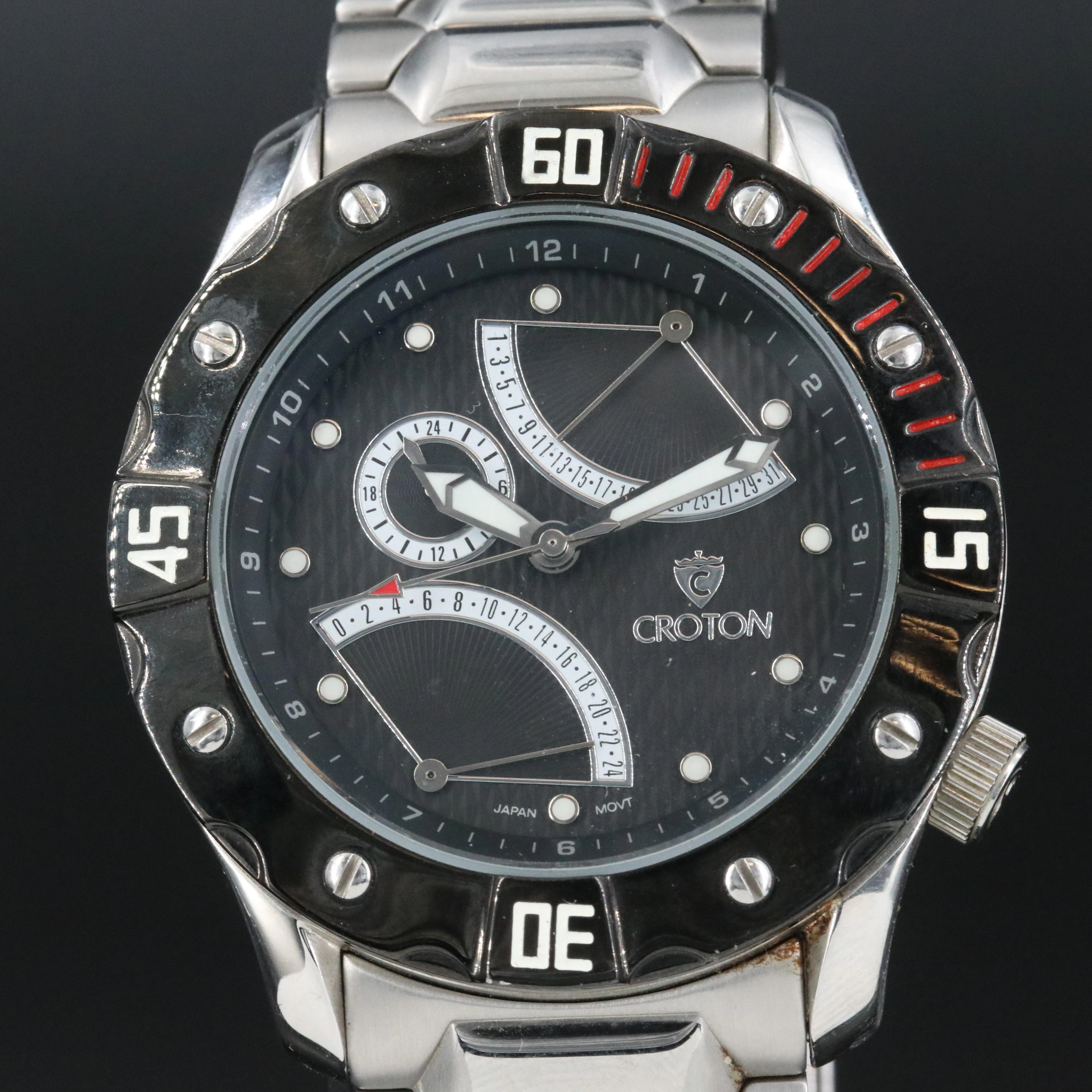 Croton Retrograde Stainless Steel Quartz Watch CR307979