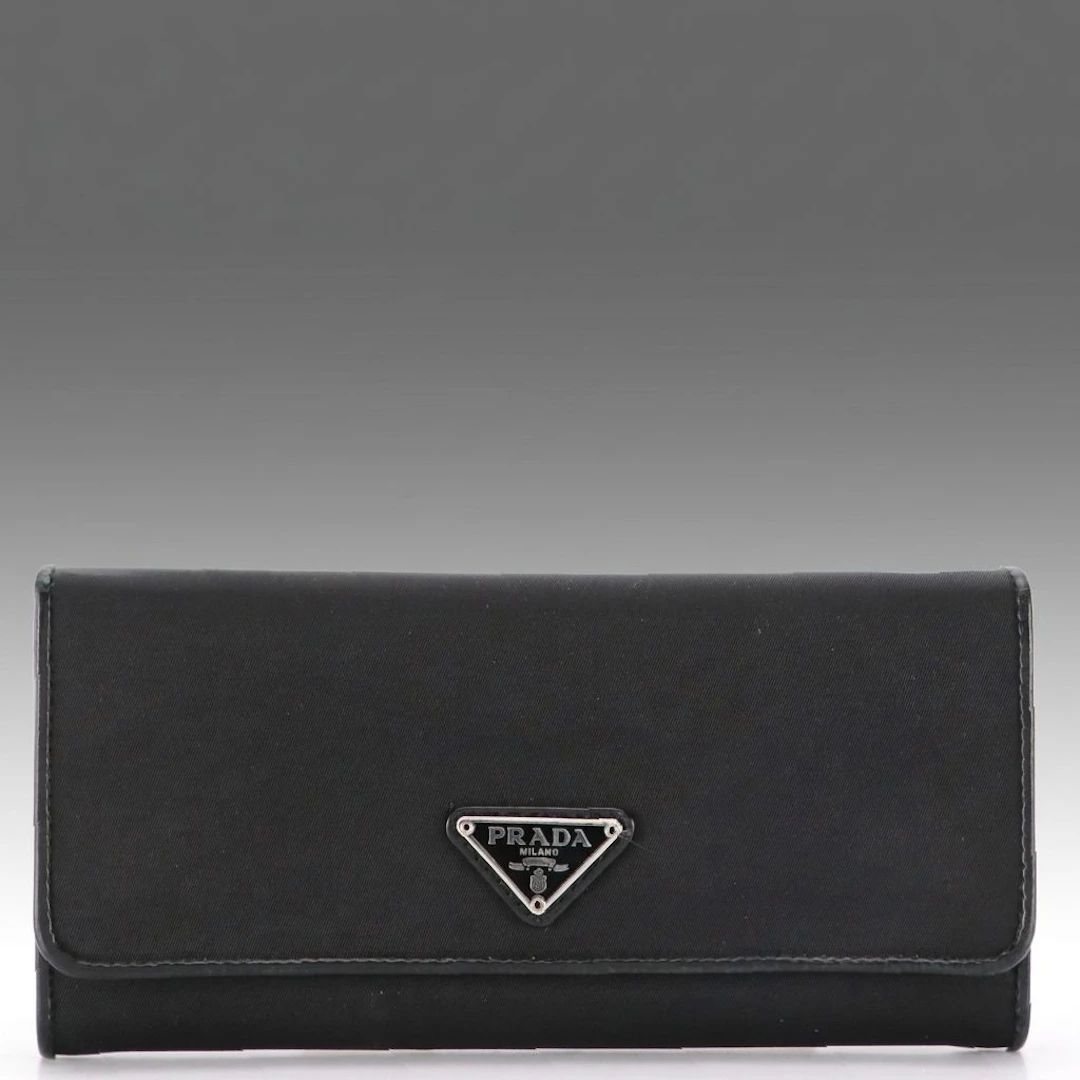 Prada Continental Flap Wallet 1MH132 in Nylon with Saffiano Leather Trim
