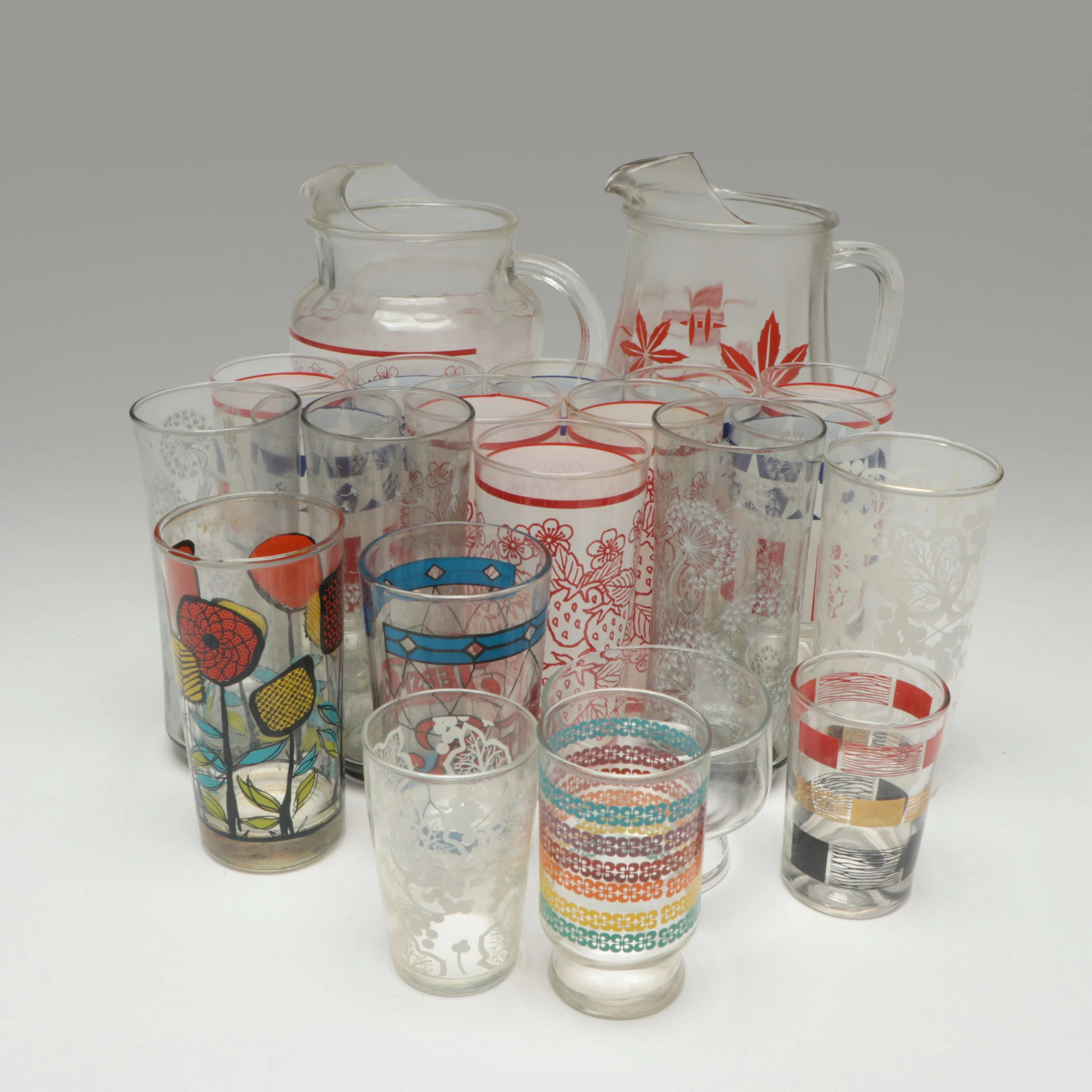 Vintage Strawberry, Dandelion with Other Drinkware, Mid to Late 20th Century