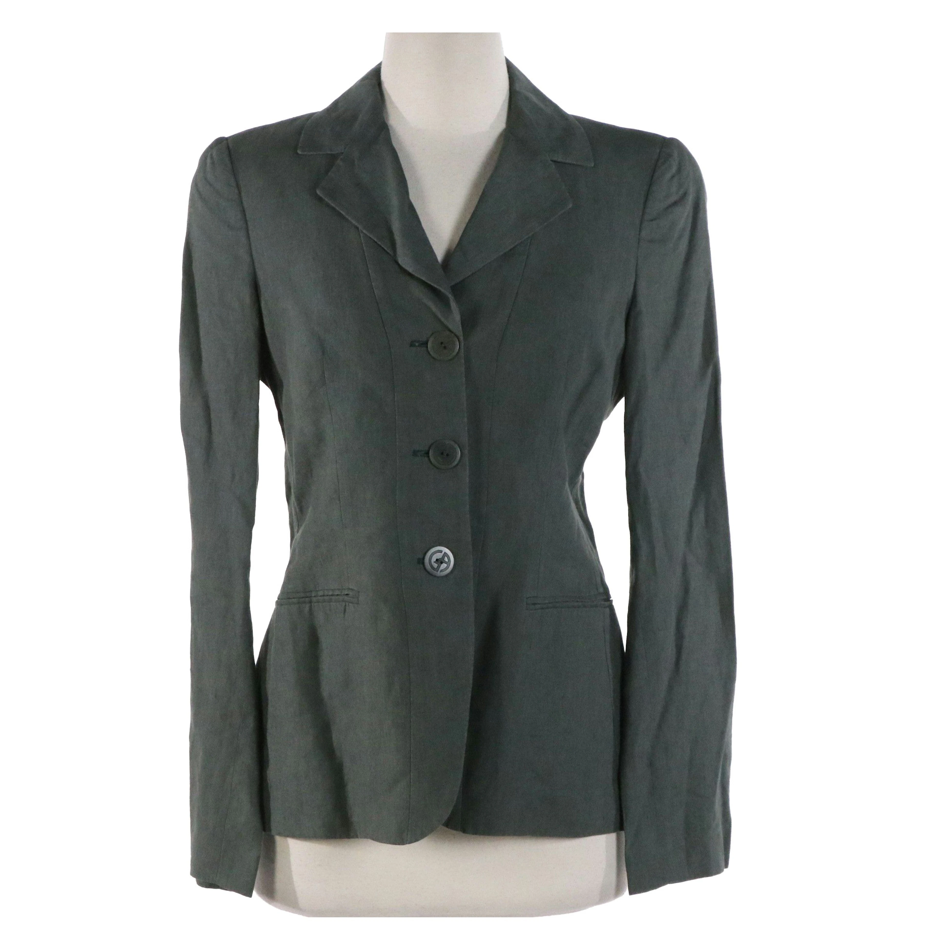 Giorgio Armani Lightweight Blazer in Olive Green Linen