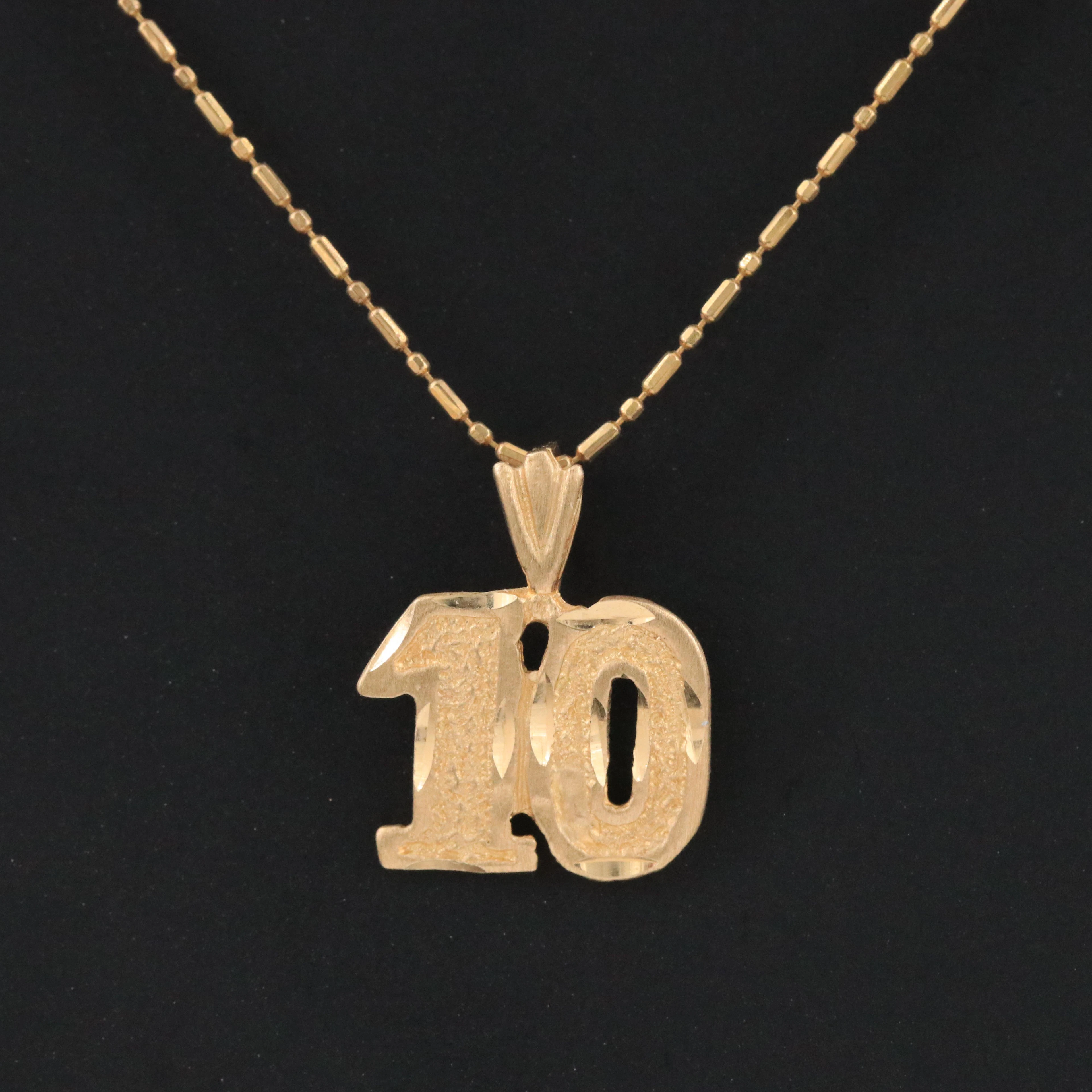 Italian Milor & Michael Anthony 14K "10" Pendant Necklace