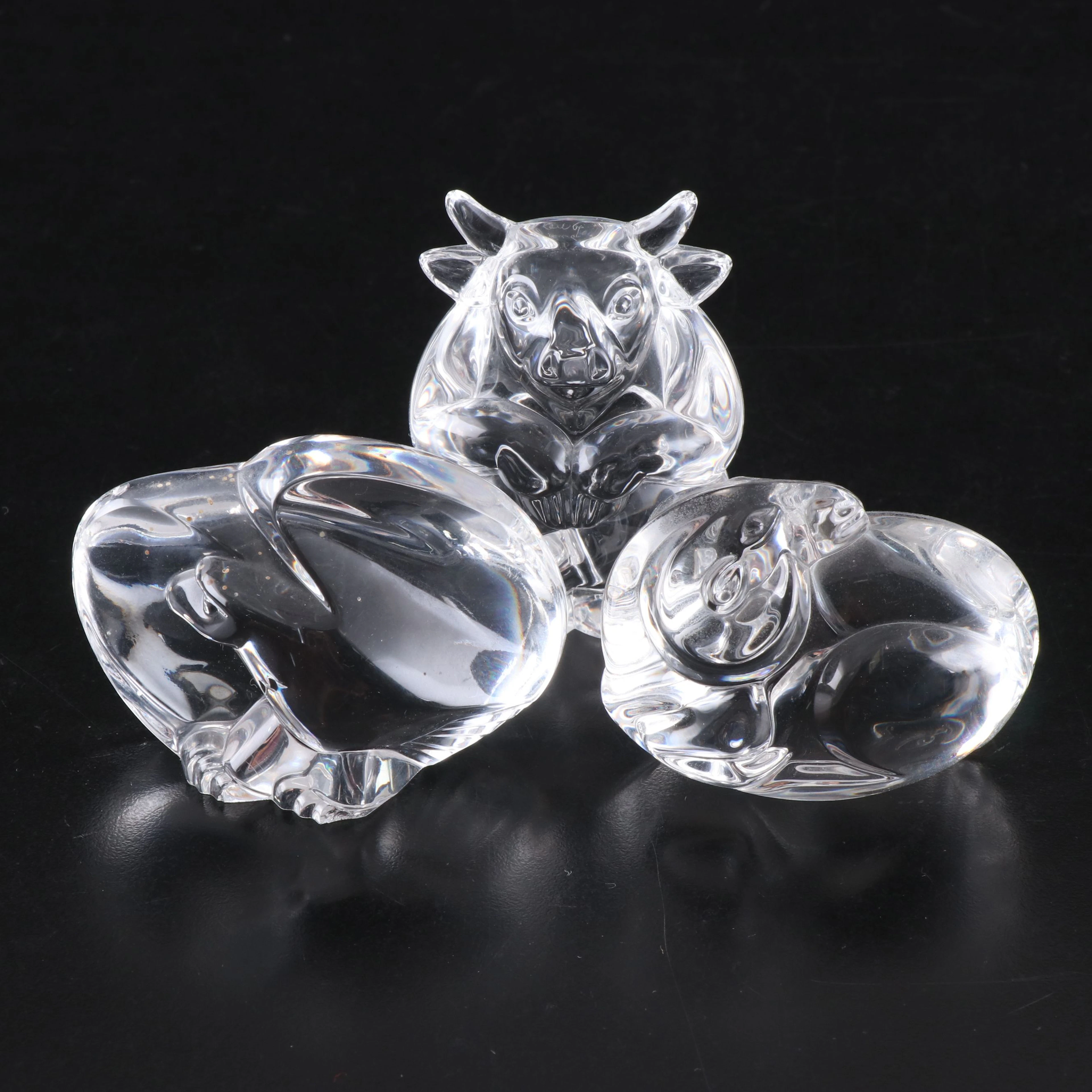 Steuben Art Glass "American Eagle," "Bull," and "Ram" Hand Coolers