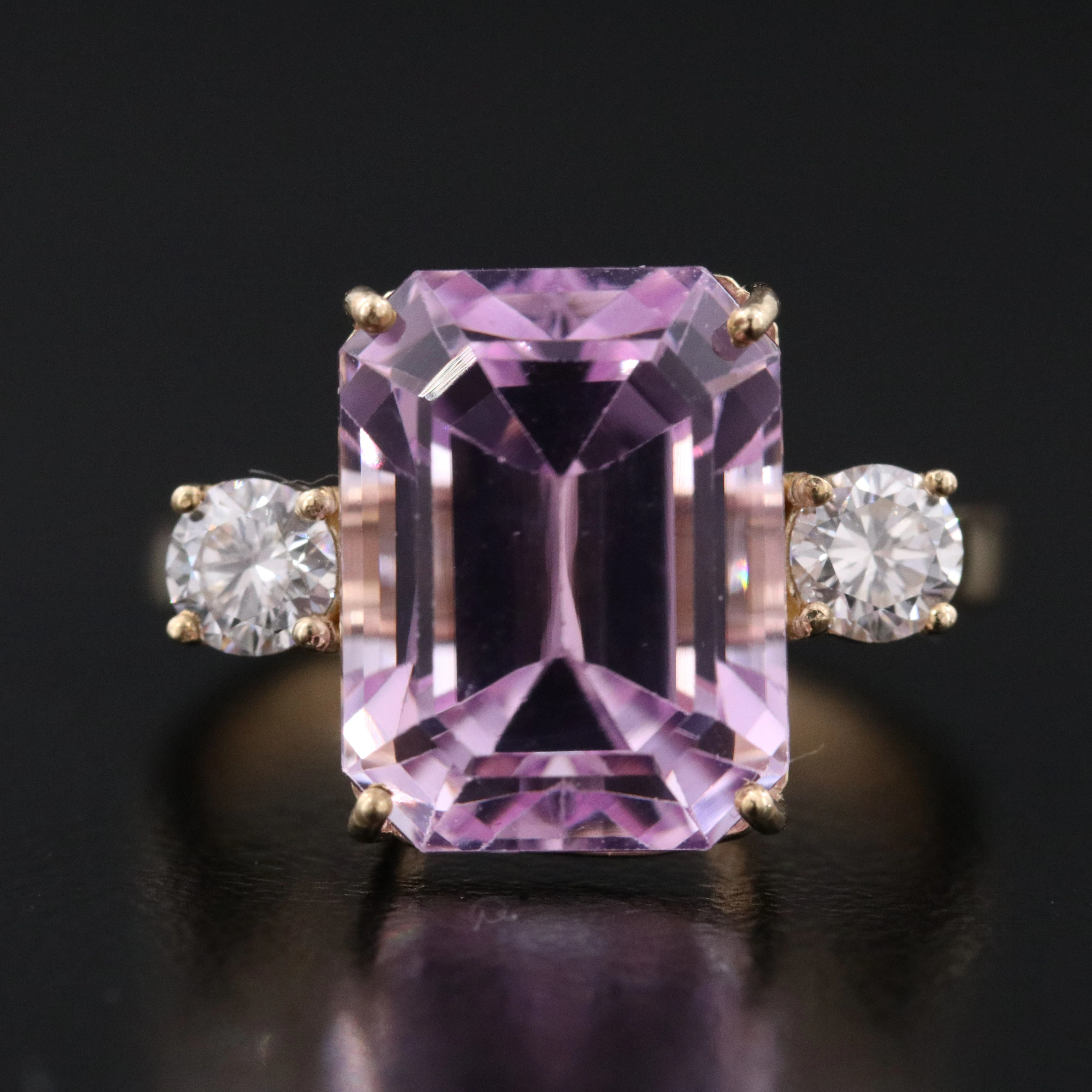 14K 9.91 CT Kunzite and Diamond Ring
