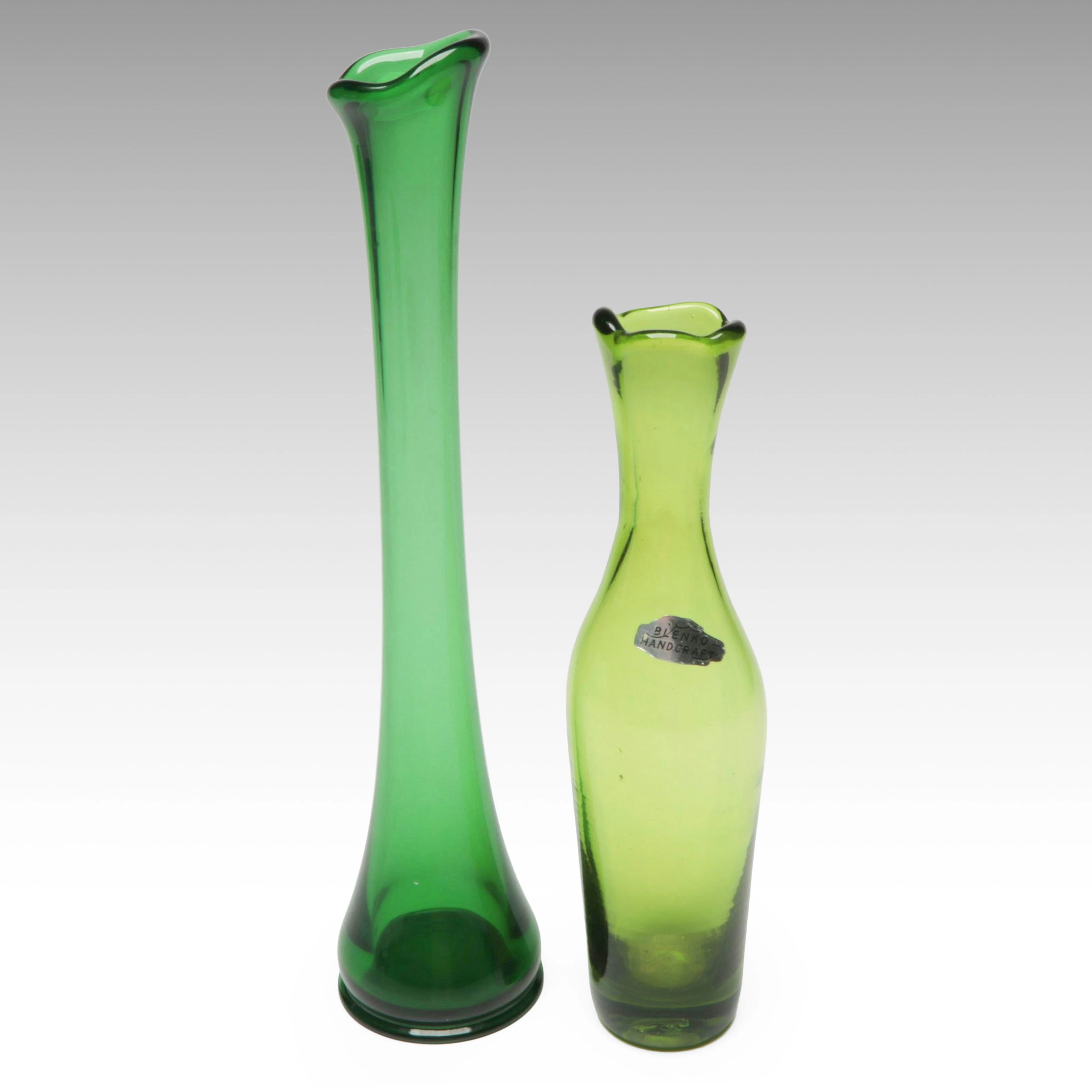 Blenko with Other Mid Century Modern Style Glass Vases