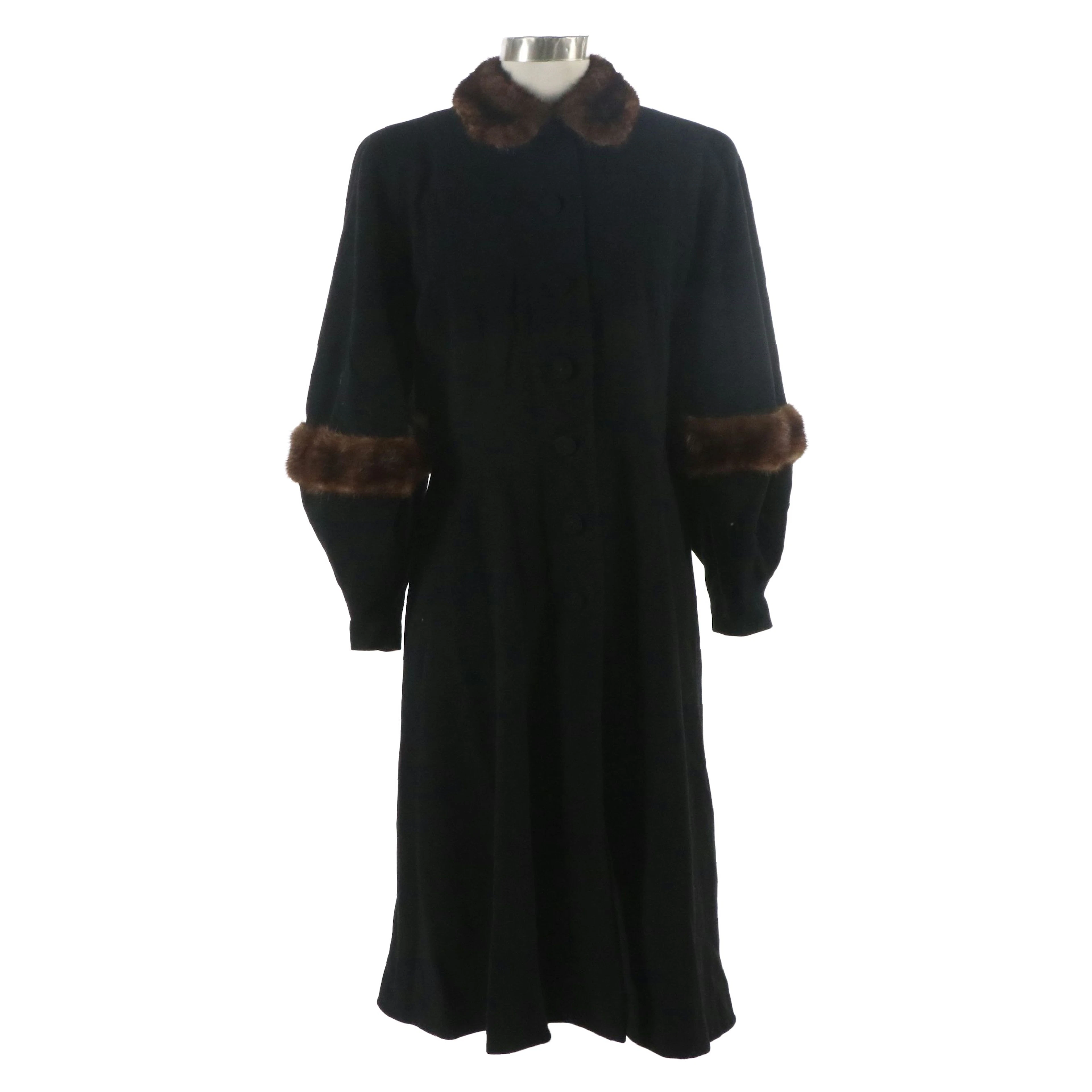 Forstmann Wool Balloon Sleeve Coat with Mink Fur Trim, circa 1940