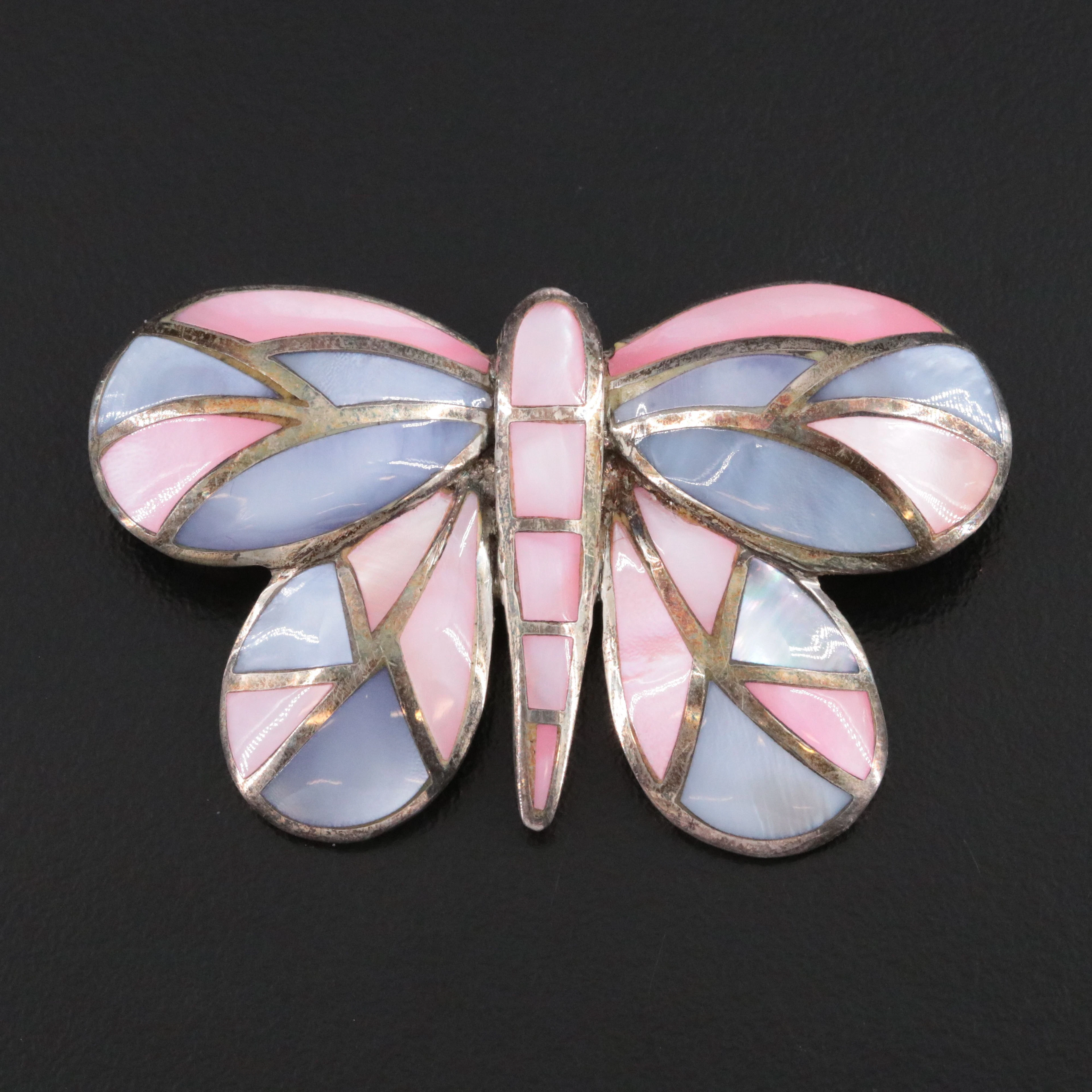 Sterling Mother-of-Pearl Butterfly Brooch