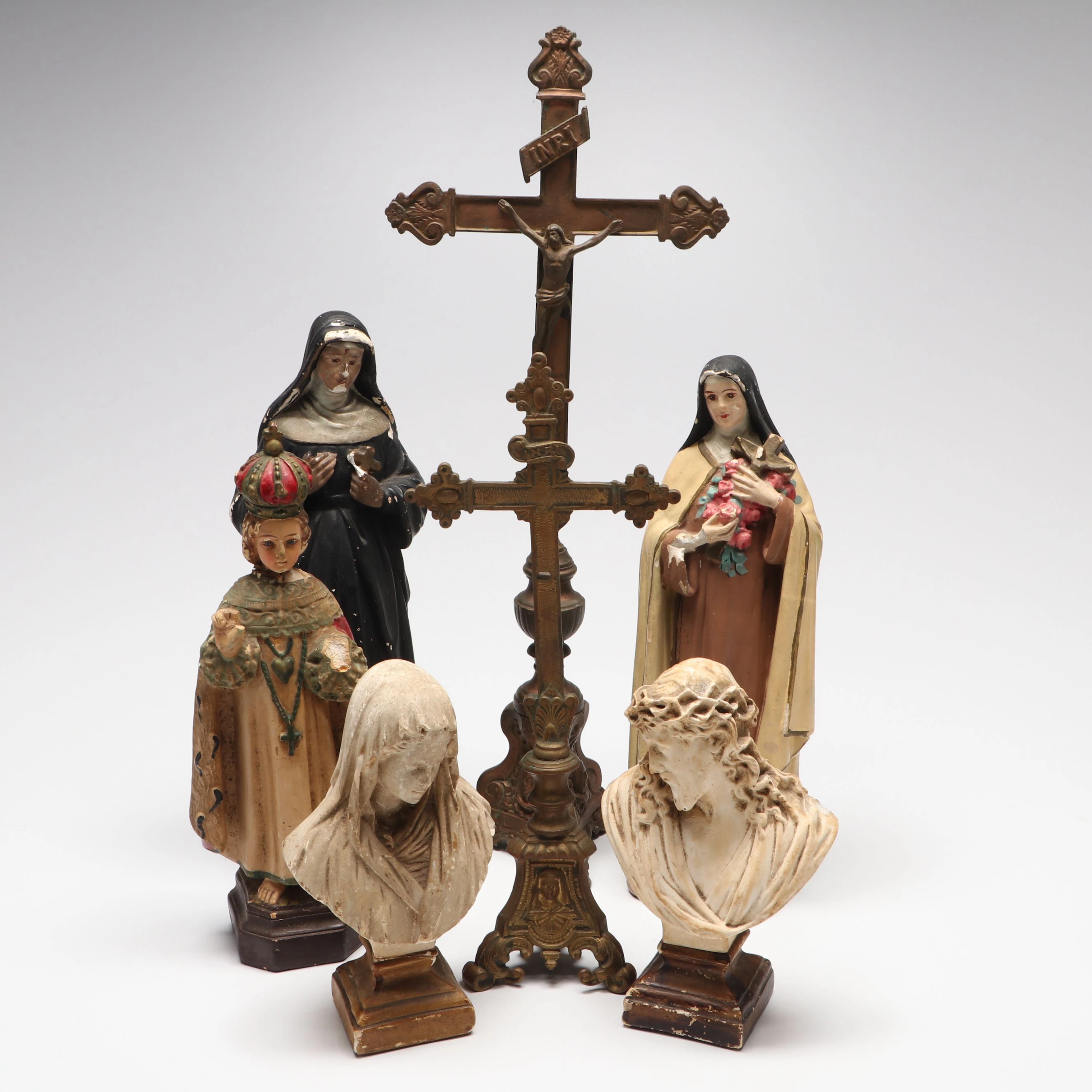 Chalkware Nuns, Composite Bust of Jesus, and More Christian Figurines