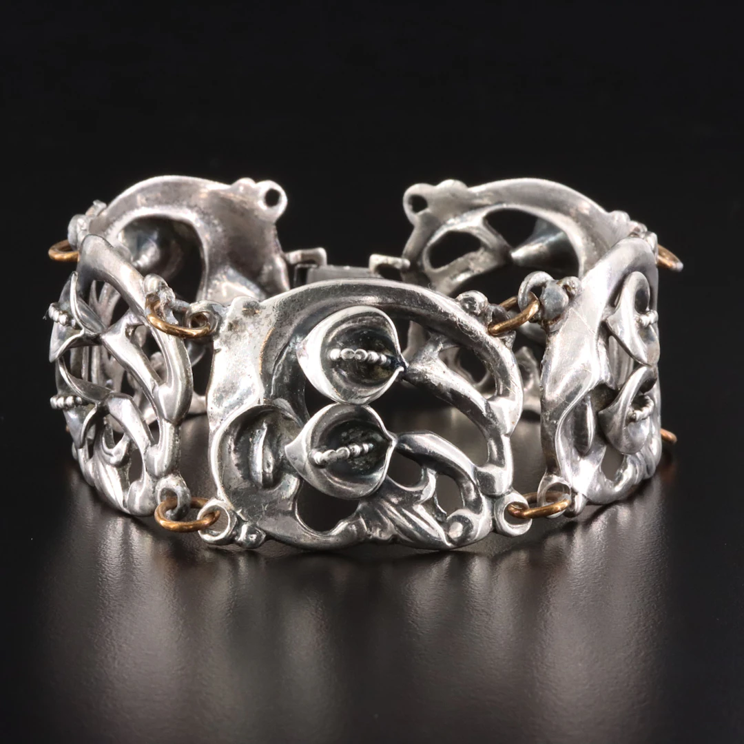 Sterling Calla Lily Panel Bracelet
