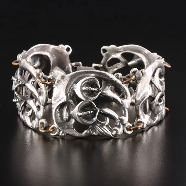 Sterling Calla Lily Panel Bracelet