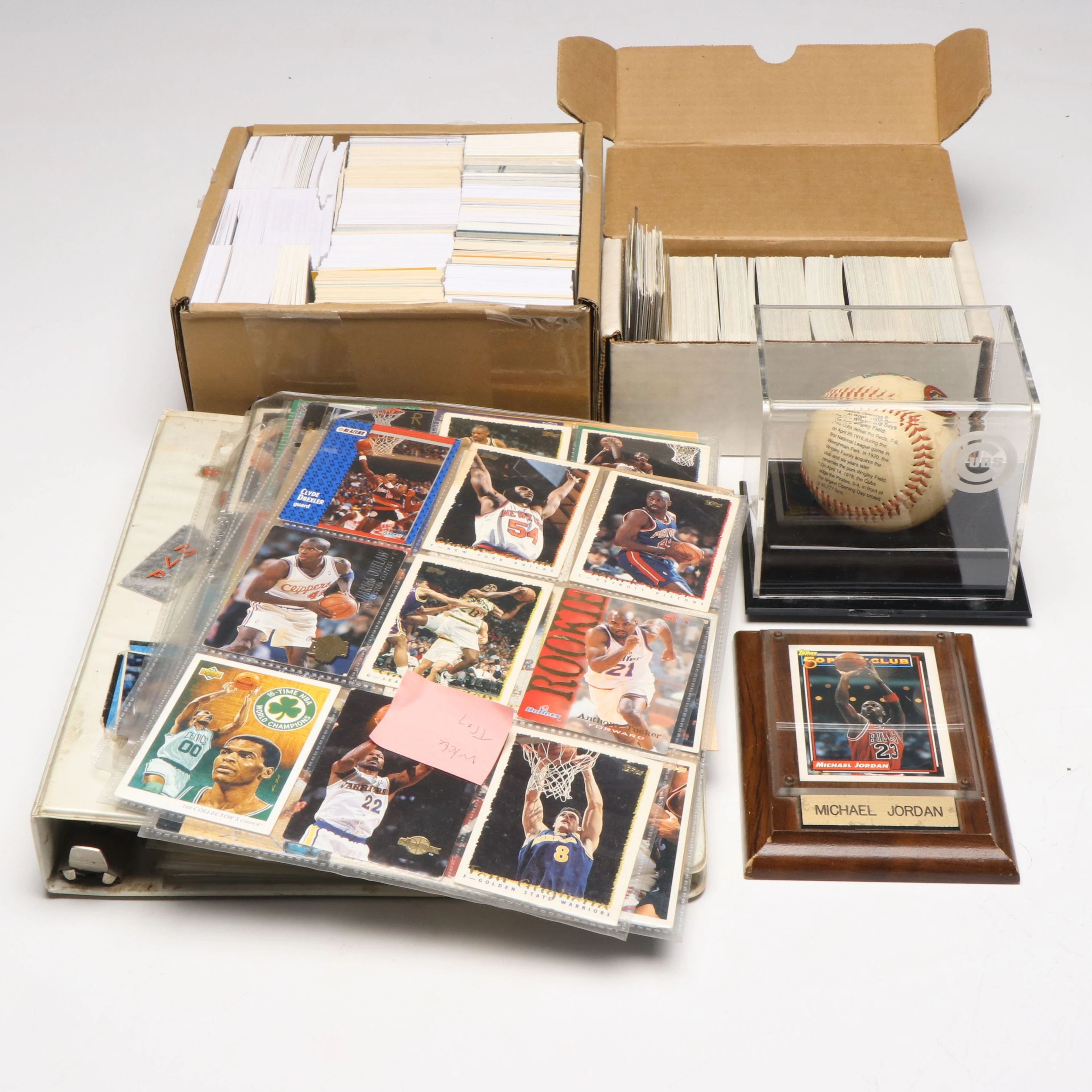 Sports Card Collection with Michael Jordan and Chicago Cubs Displays