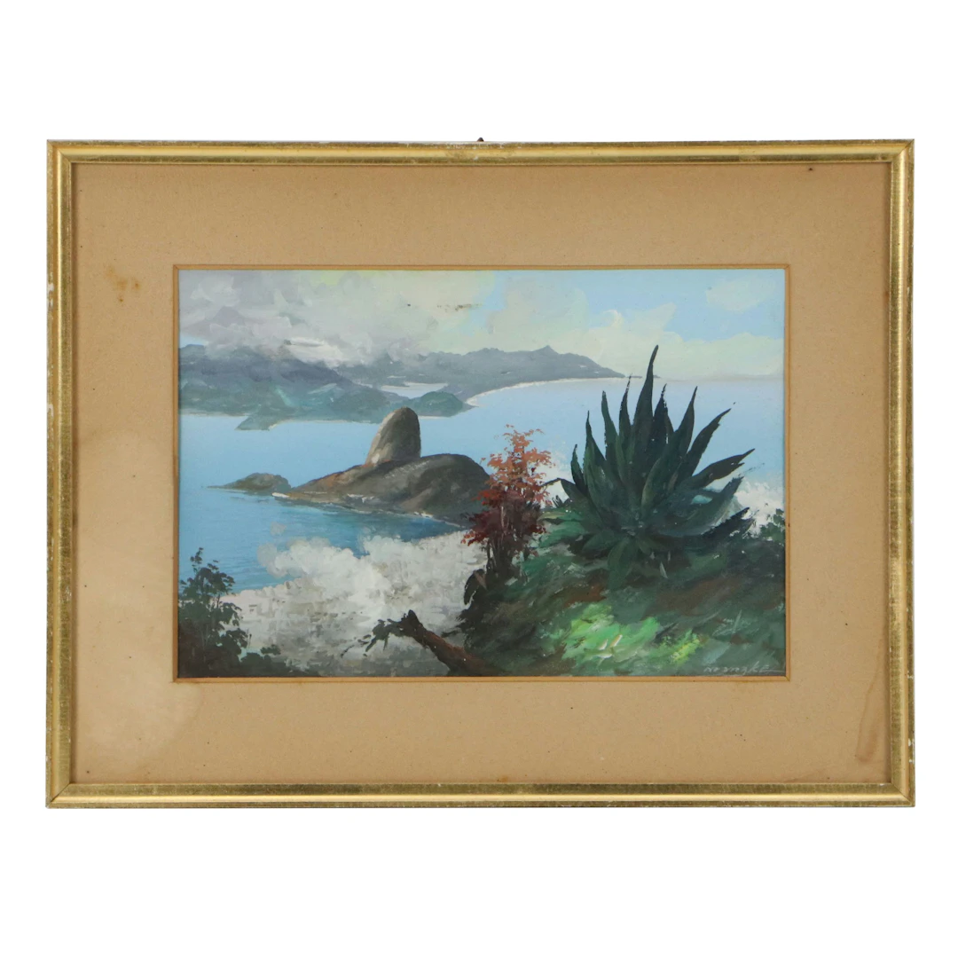 Reynaldo Manzke Oil Painting of Tropical Coastal Landscape