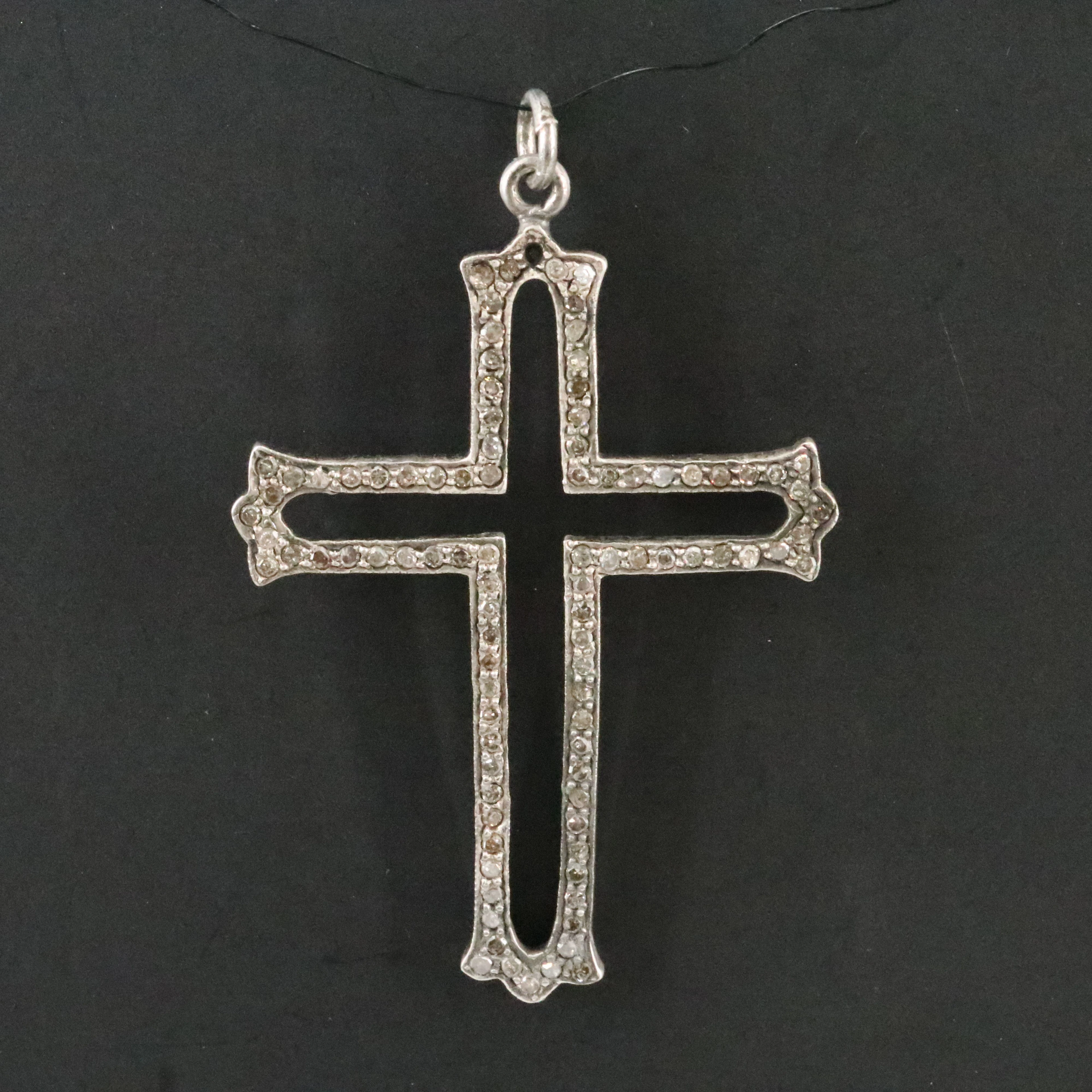 Sterling Diamond Cross Pendant Attributed to Sheryl Lowe