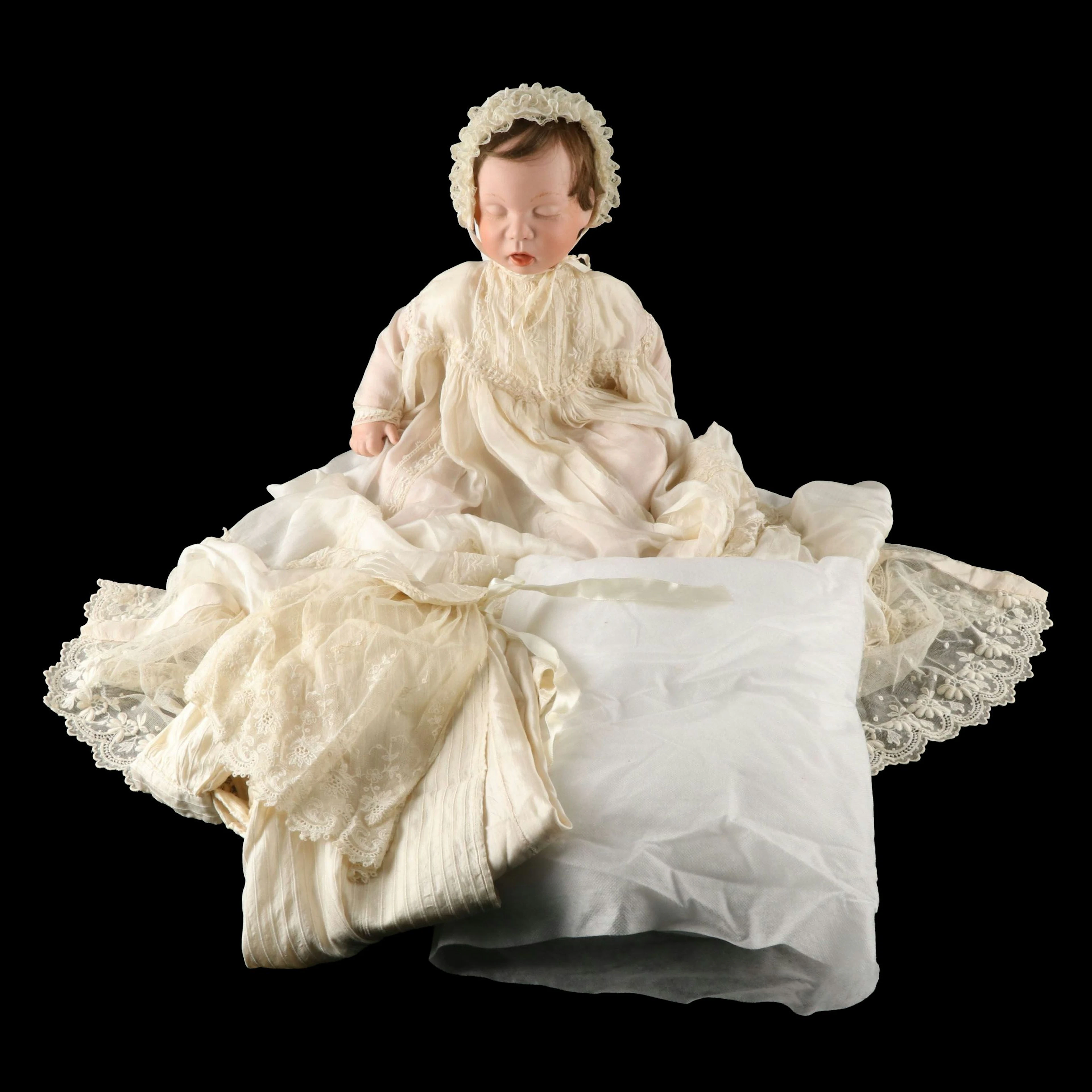 Porcelain and Cloth Body Doll with Clothing