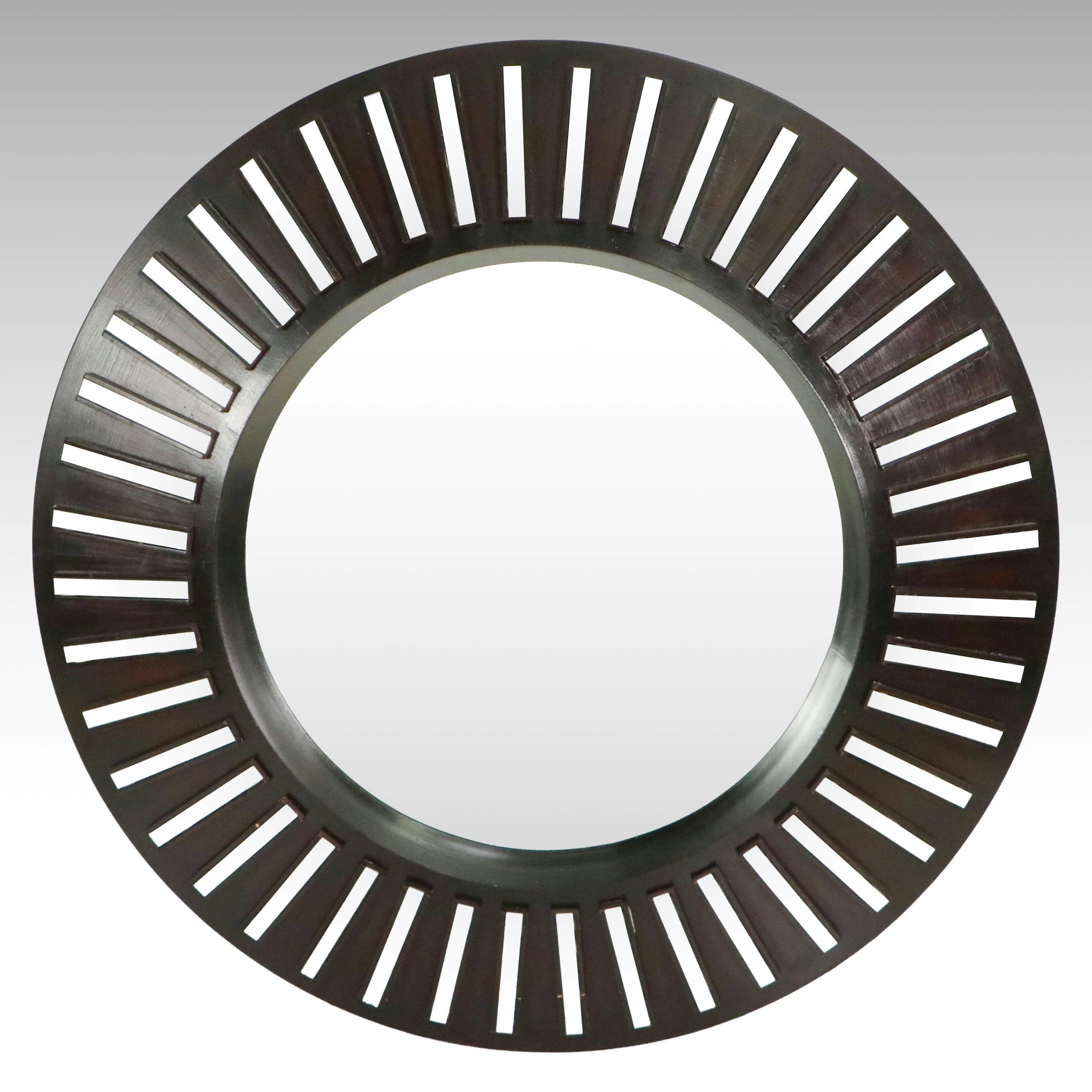 Black Wooden Sunburst Style Wall Mirror