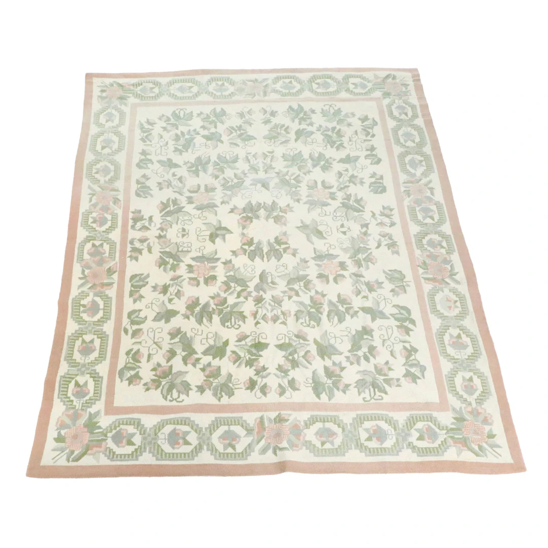 7'6 x 9'11 Handmade Needlepoint Floral Area Rug