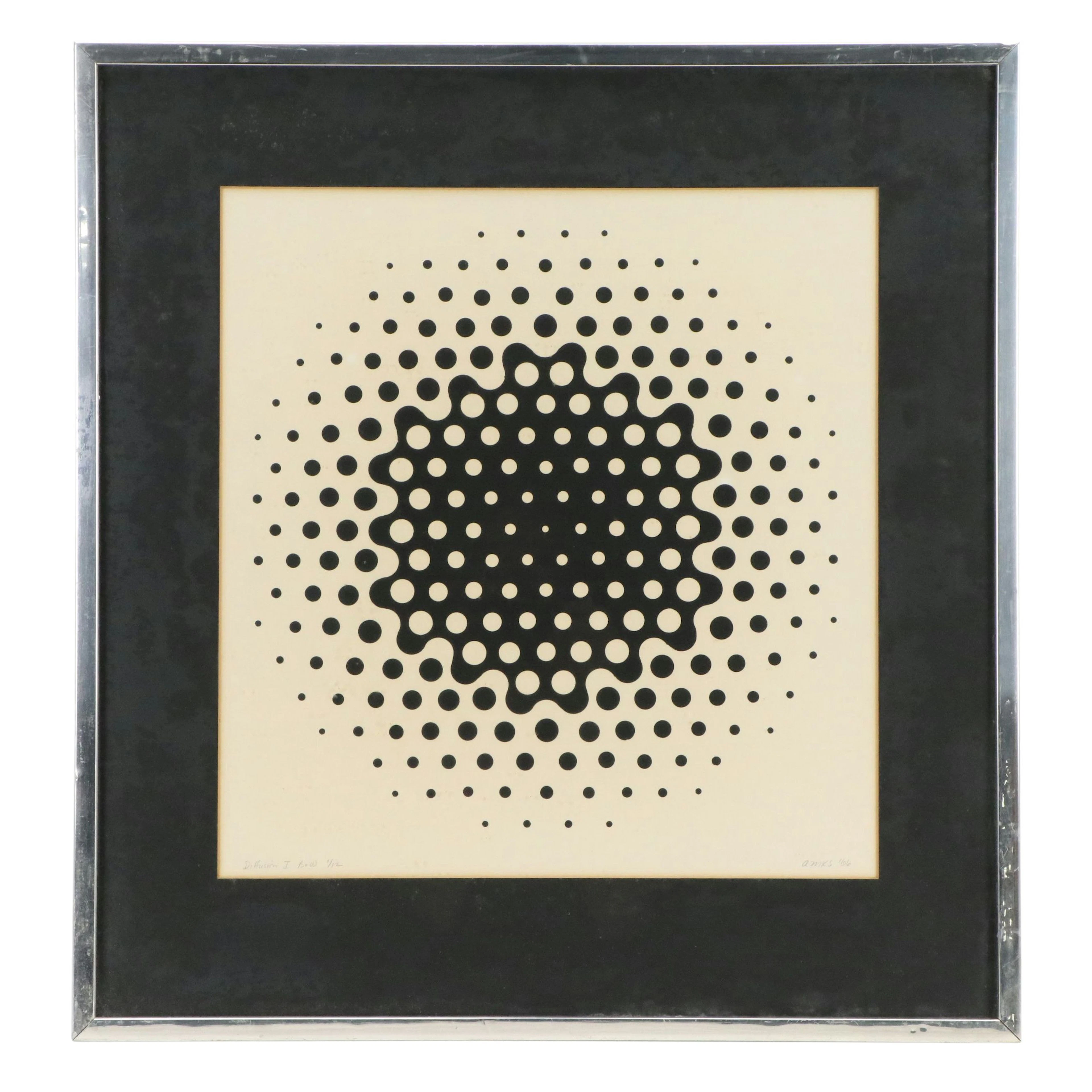 Anne Kesler Shields Op Art Serigraph "Diffusion I," 1966