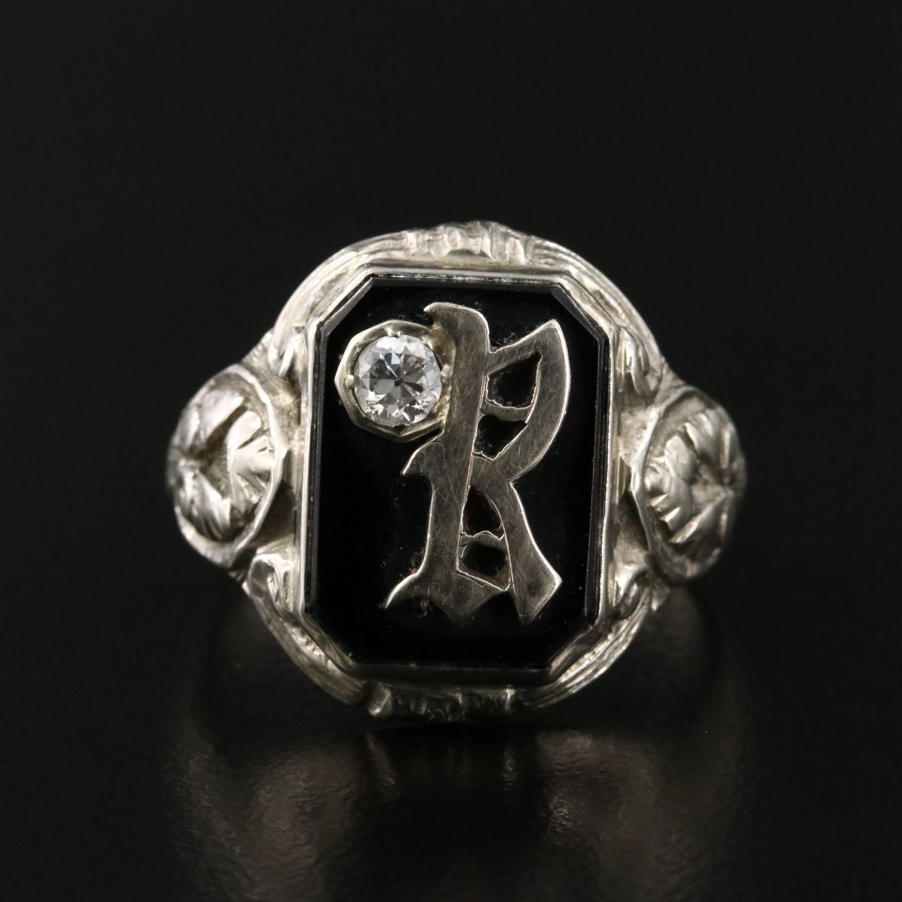 14K Black Onyx and Diamond Ring