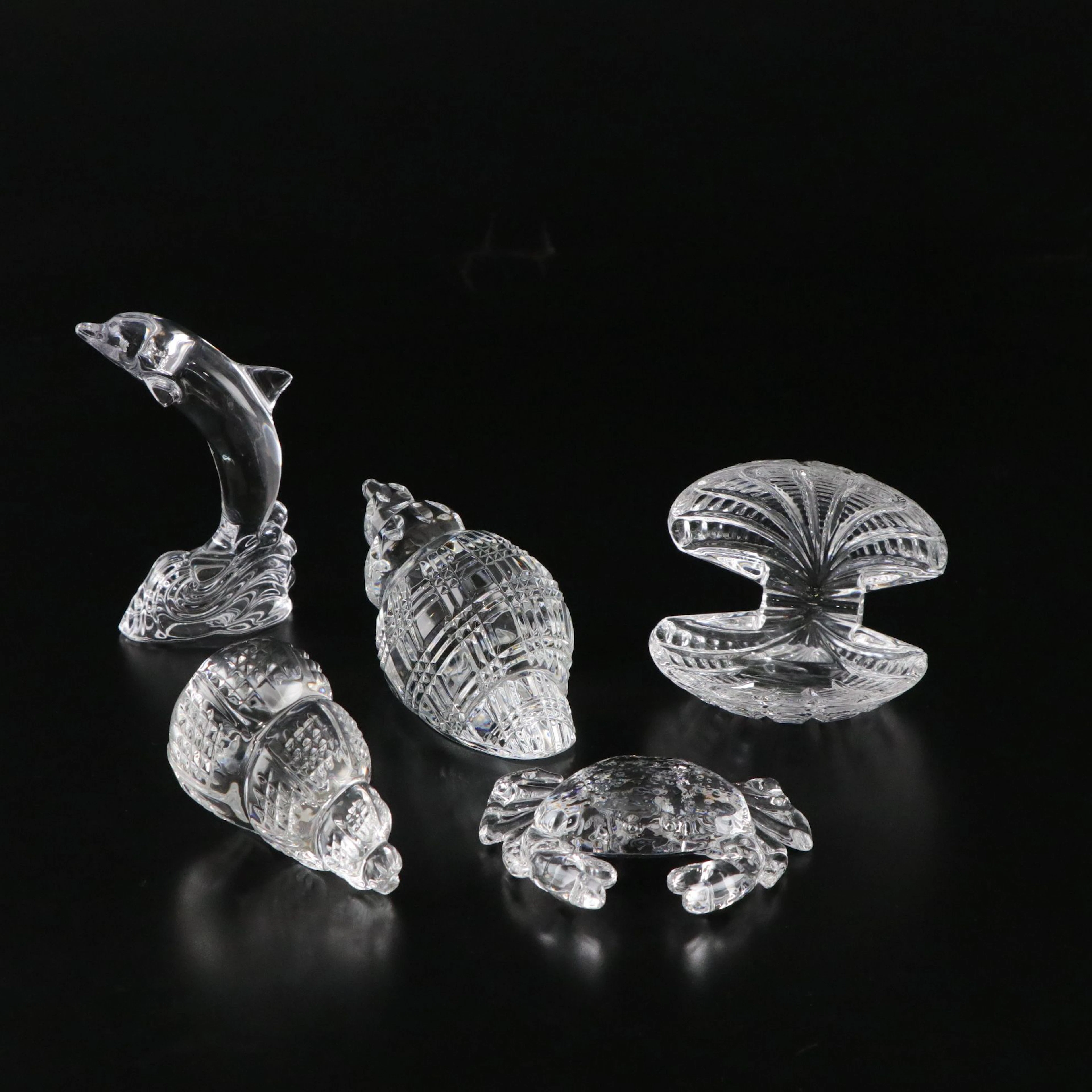 Waterford Crystal Dolphin, Crab, Seashell and Other Figurines
