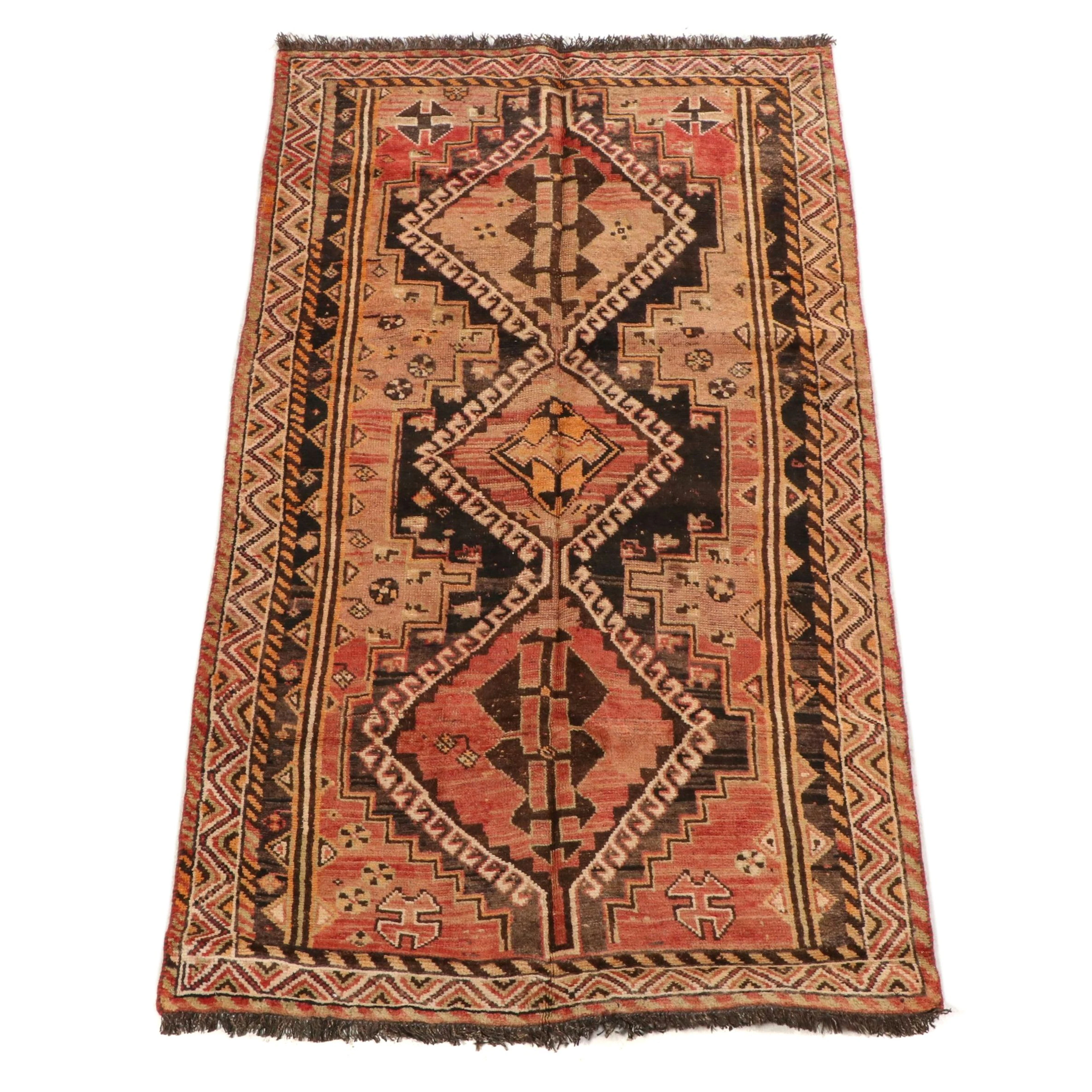 4'2 x 7'9 Hand-Knotted Persian Kurdish Area Rug