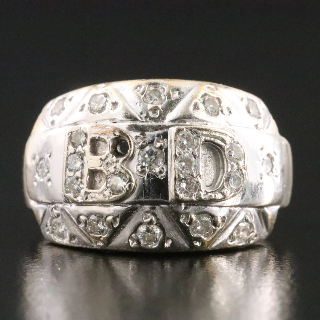 14K 0.41 CTW Diamond Initial Ring