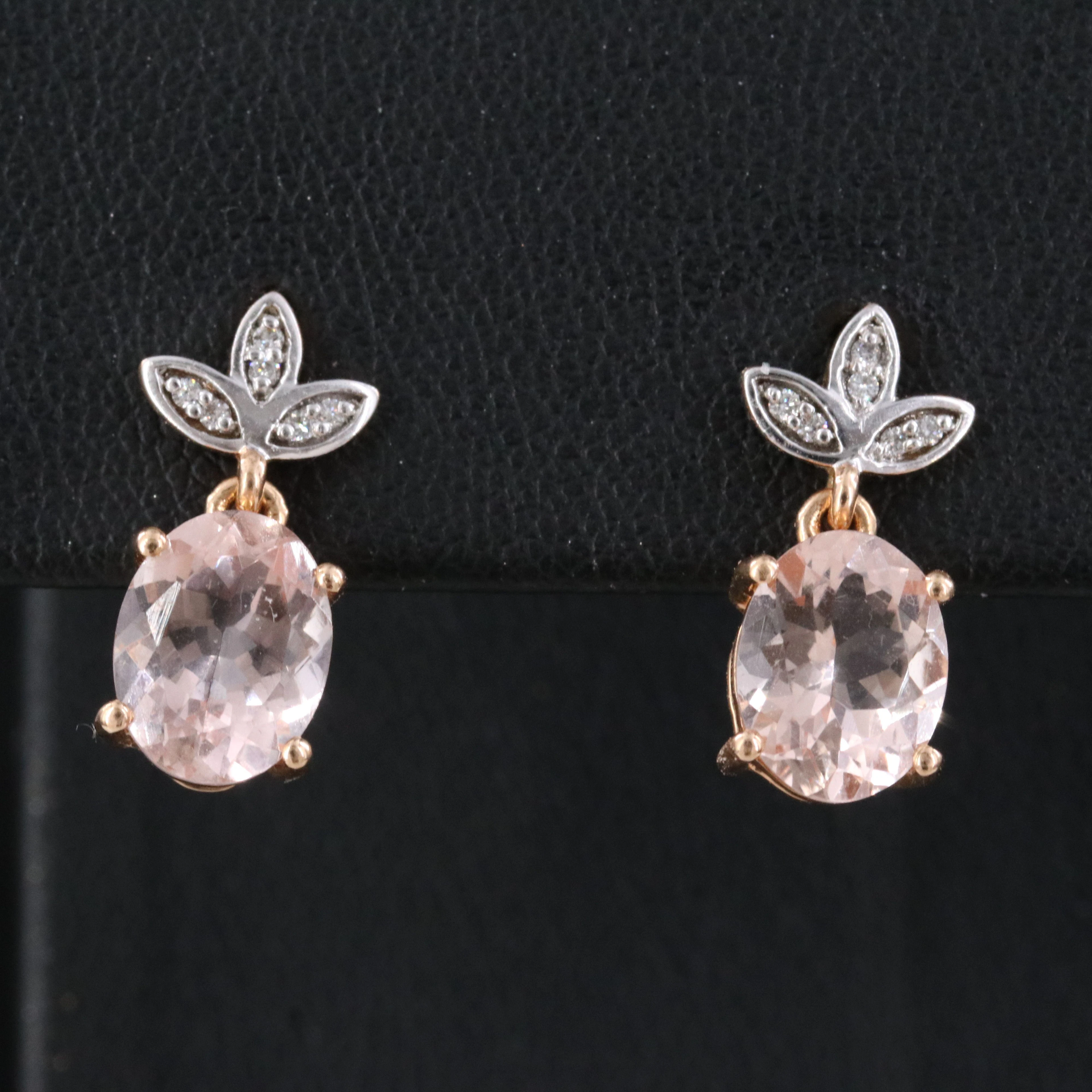 18K Rose Gold Morganite and Diamond Earrings