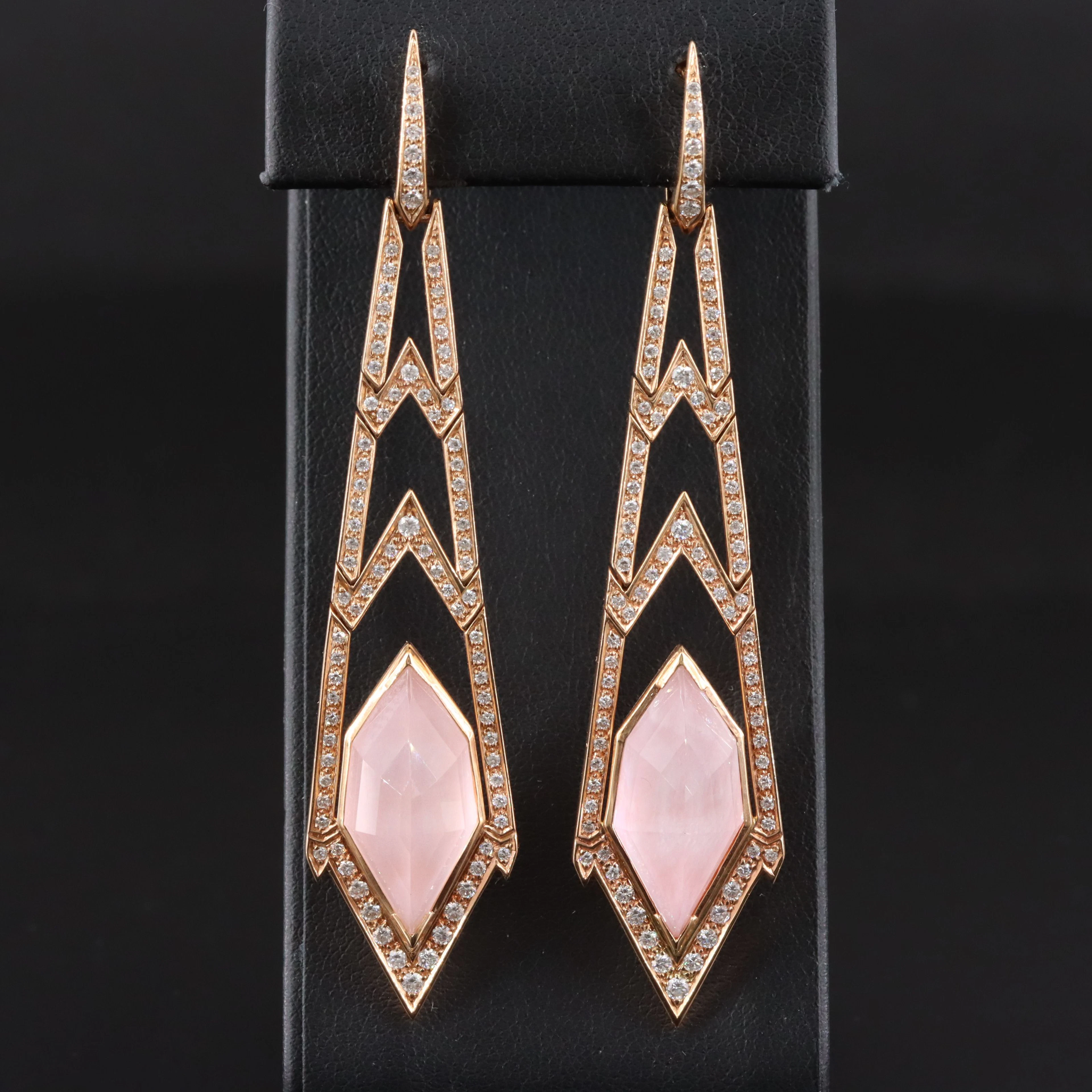 Stephen Webster Stardust 18K Pink Opal Doublet and Diamond Drop Earrings