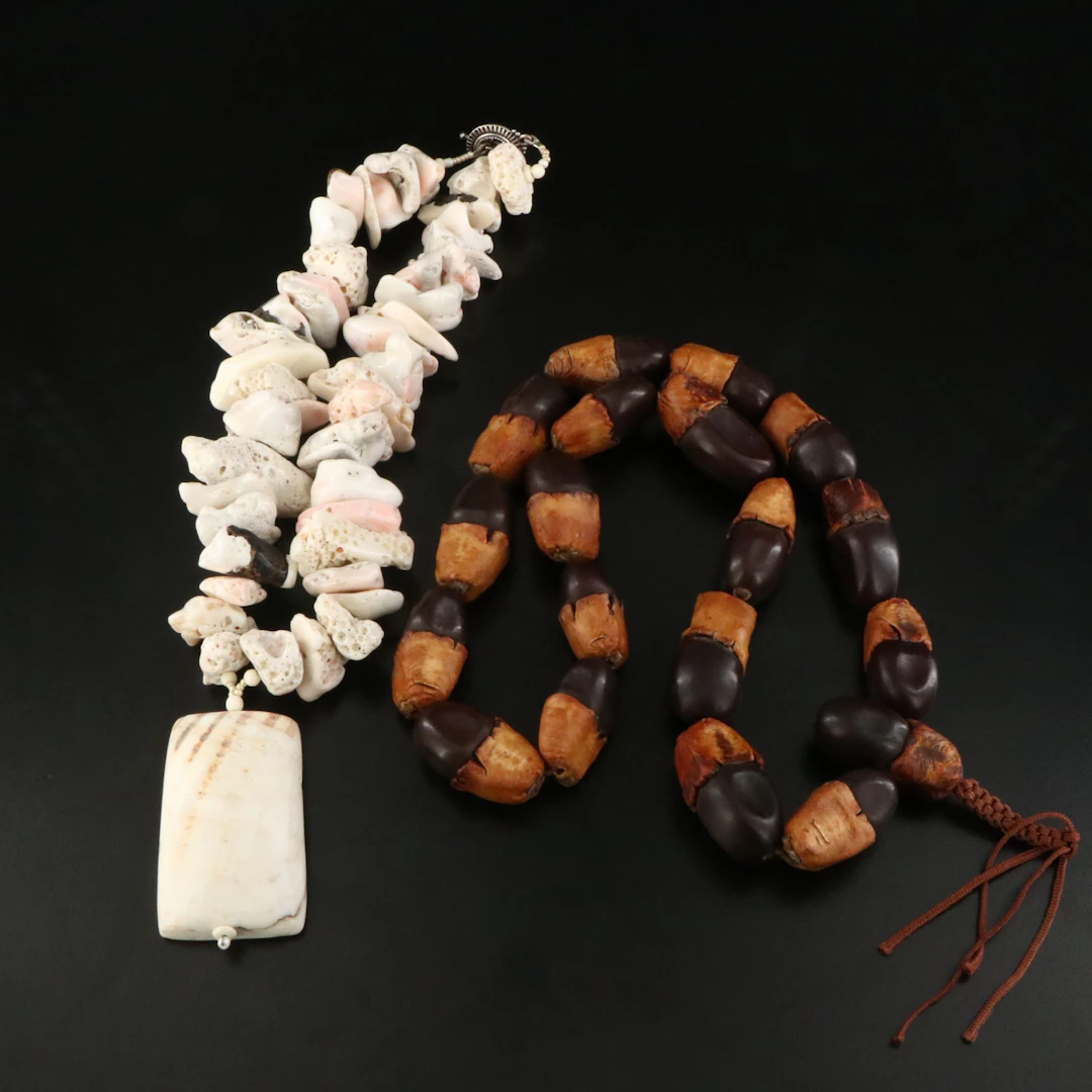Coral and Seed Necklaces