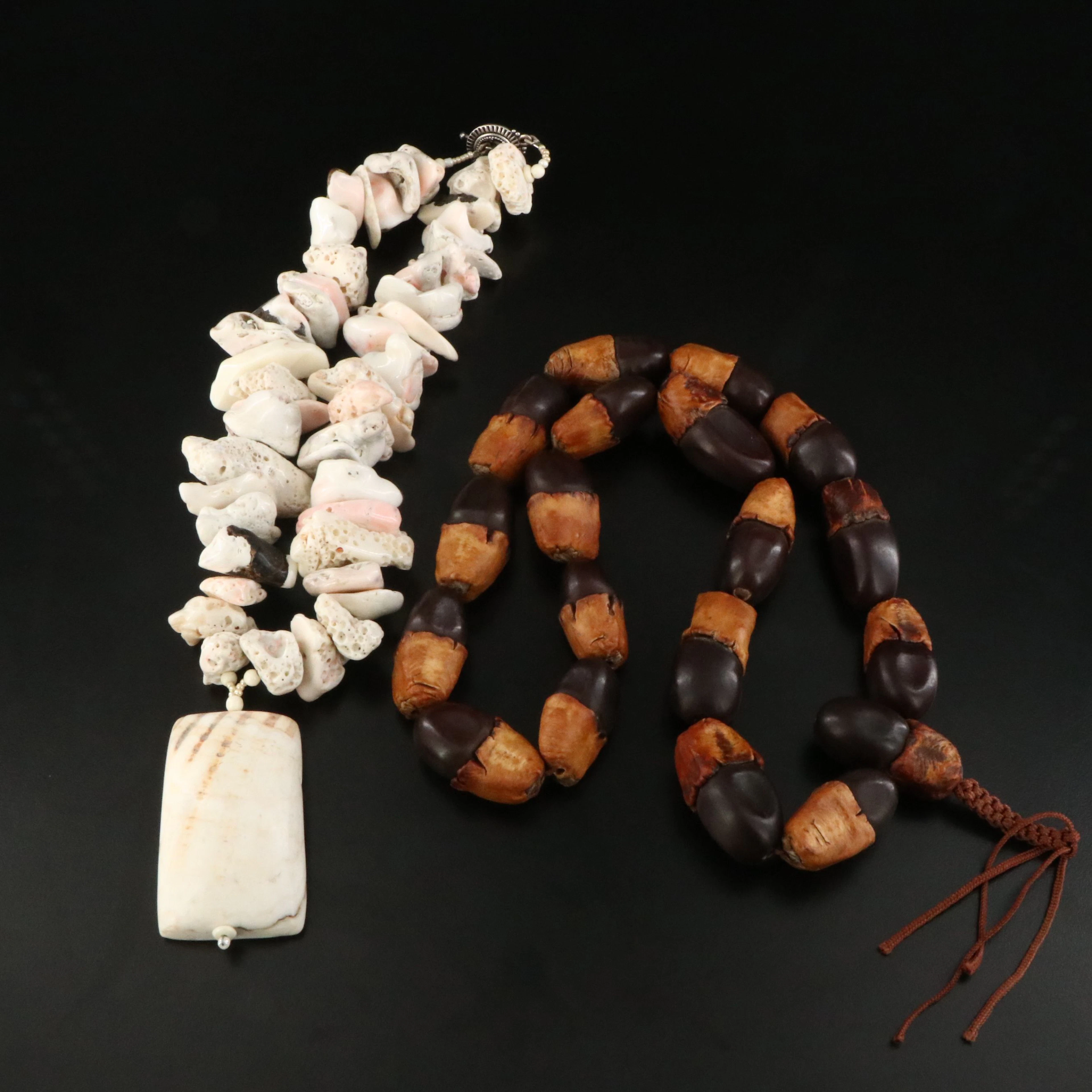 Coral and Seed Necklaces