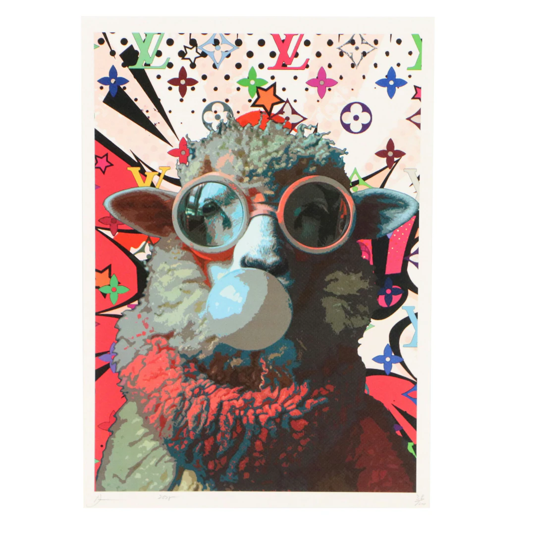 Death NYC Pop Art Graphic Print with Bubble Gum Sheep x Louis Vuitton