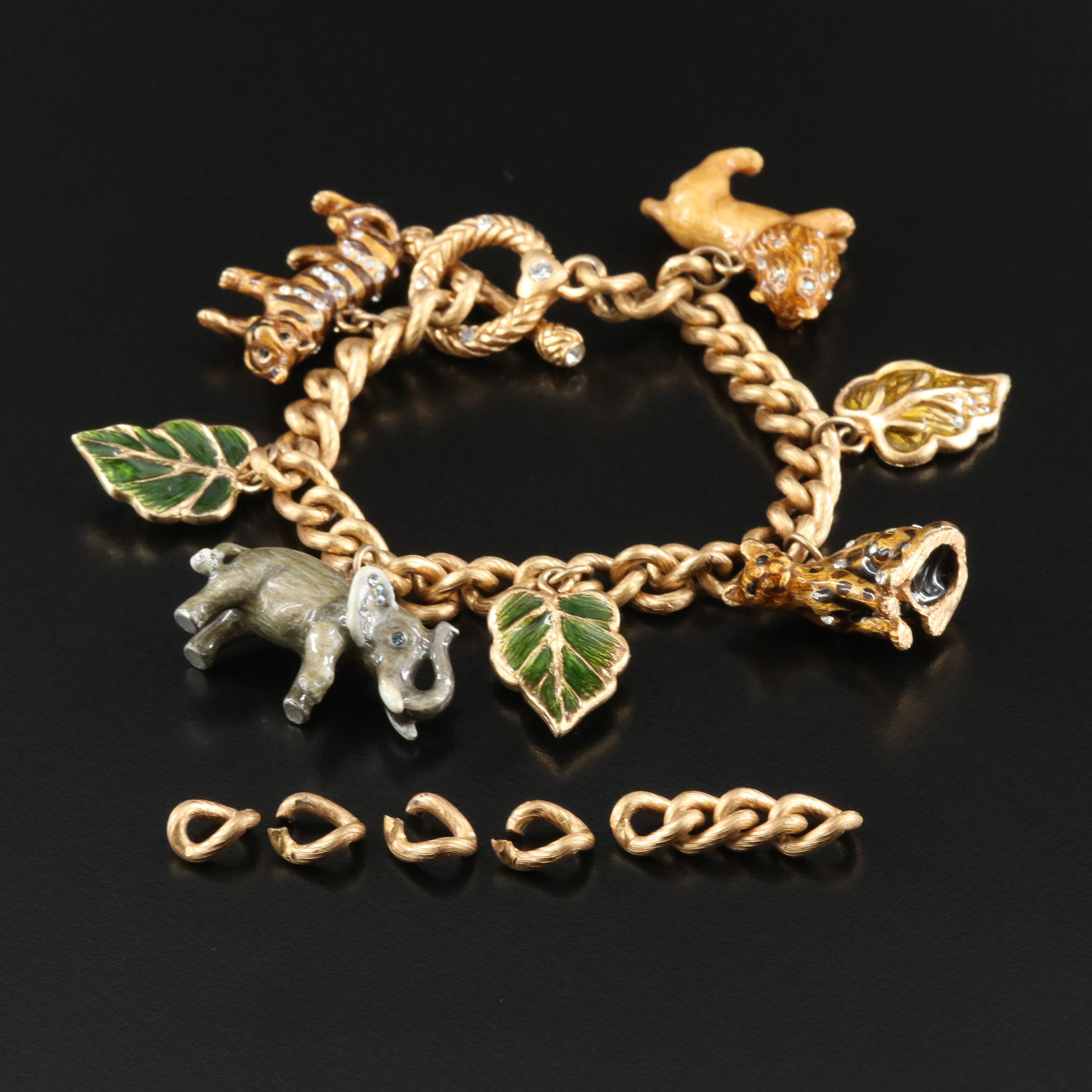 Jay Strongwater Rhinestone and Enamel Charm Bracelet