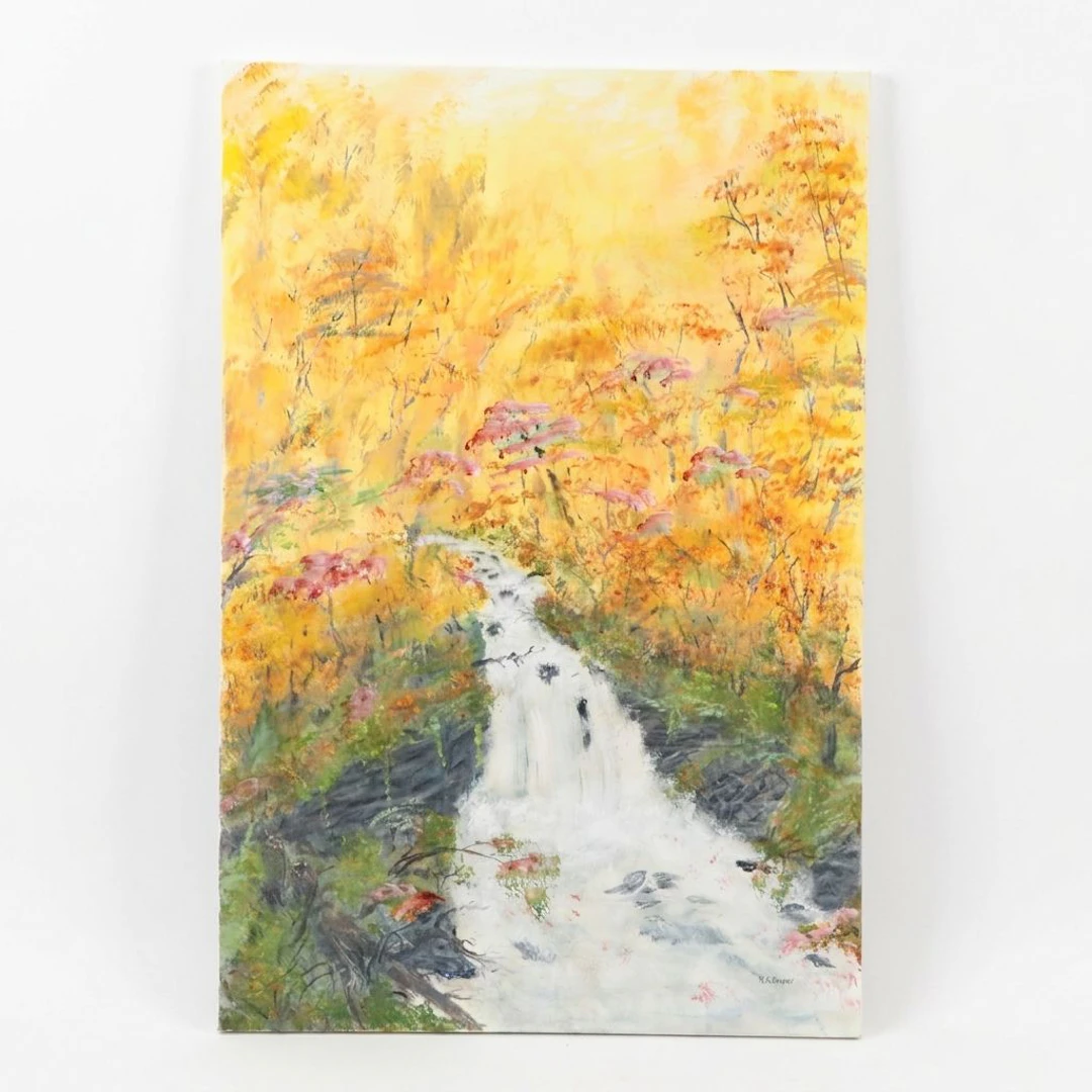 Robert A. Draper Stylized Landscape Acrylic Painting "Mountain Stream"
