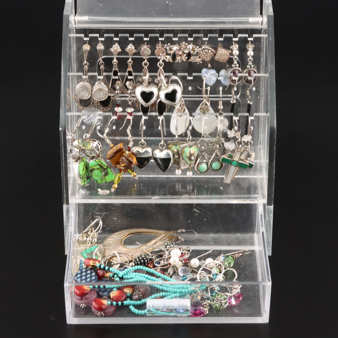 Earring Collection Featuring Sterling, Turquoise & Malachite in a