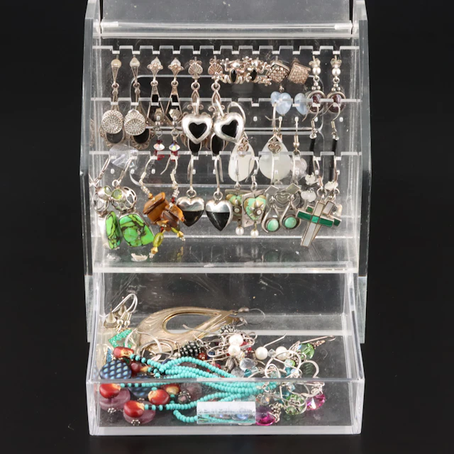 Earring Collection Featuring Sterling, Turquoise & Malachite in a
