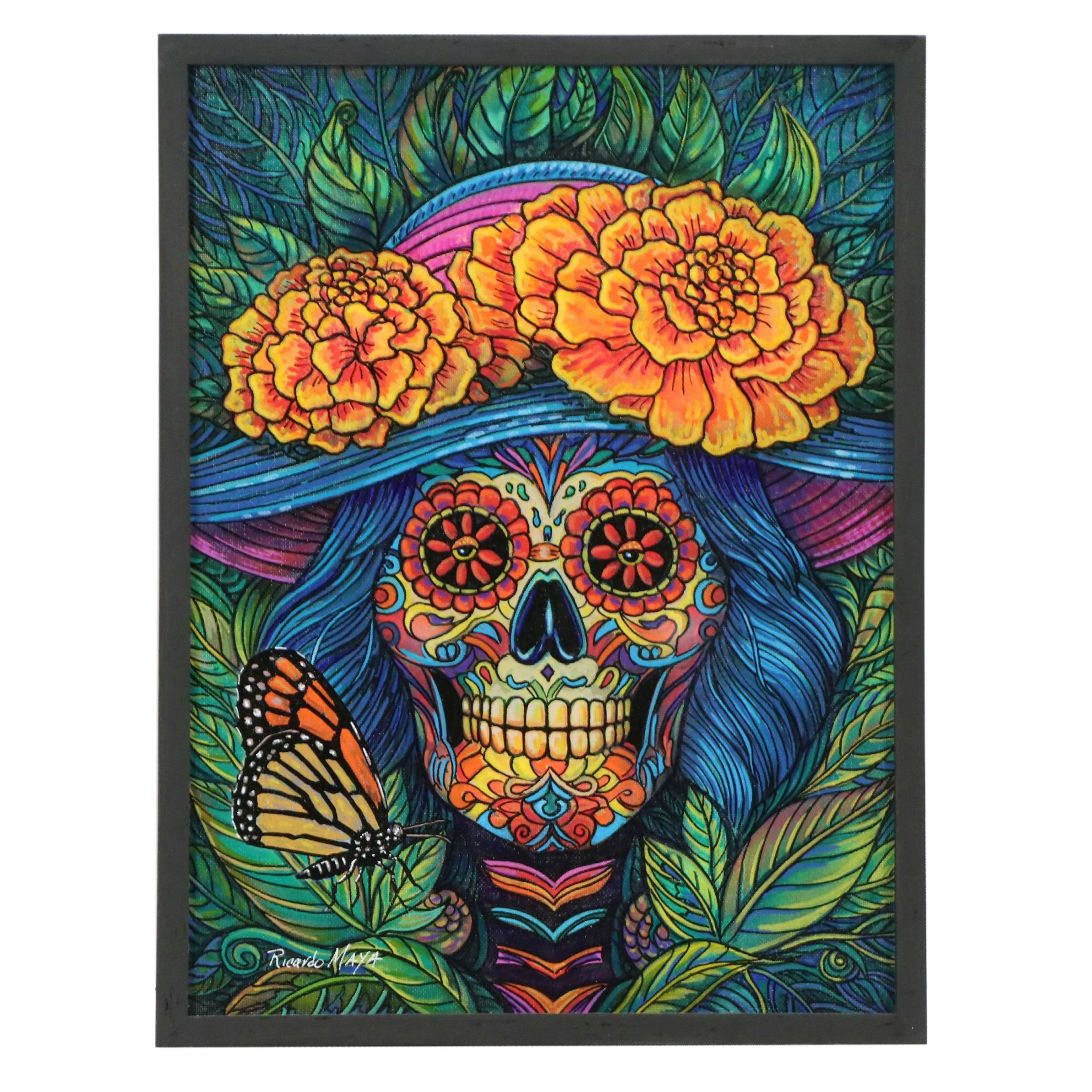 Ricardo Maya Acrylic Painting of Día de los Muertos Figure, 2025