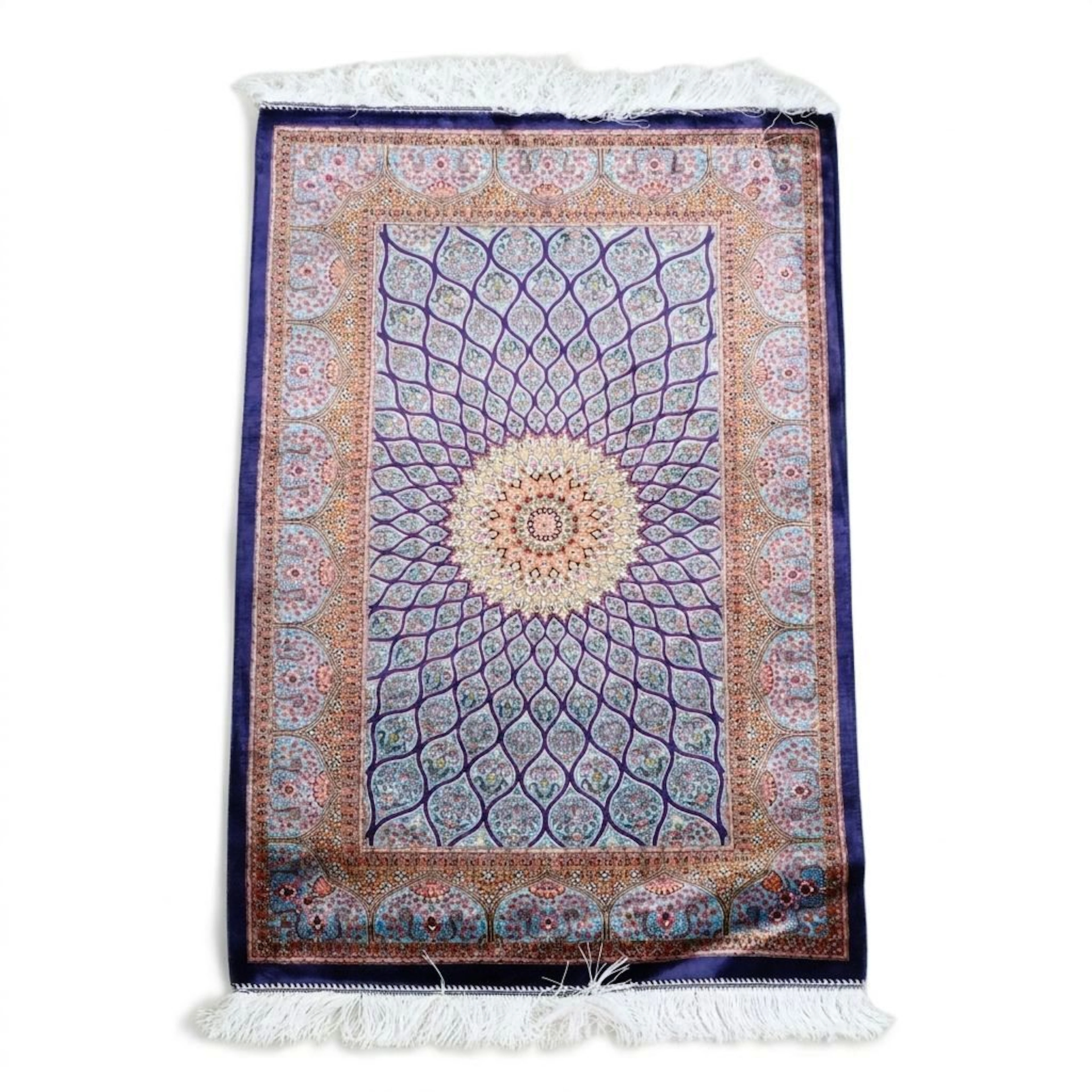 2'7 x 4'5 Machine Made Persian Qom Style Accent Rug