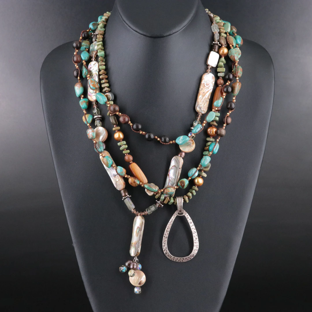 Silpada, Turquoise and Abalone Featured in Sterling Necklaces